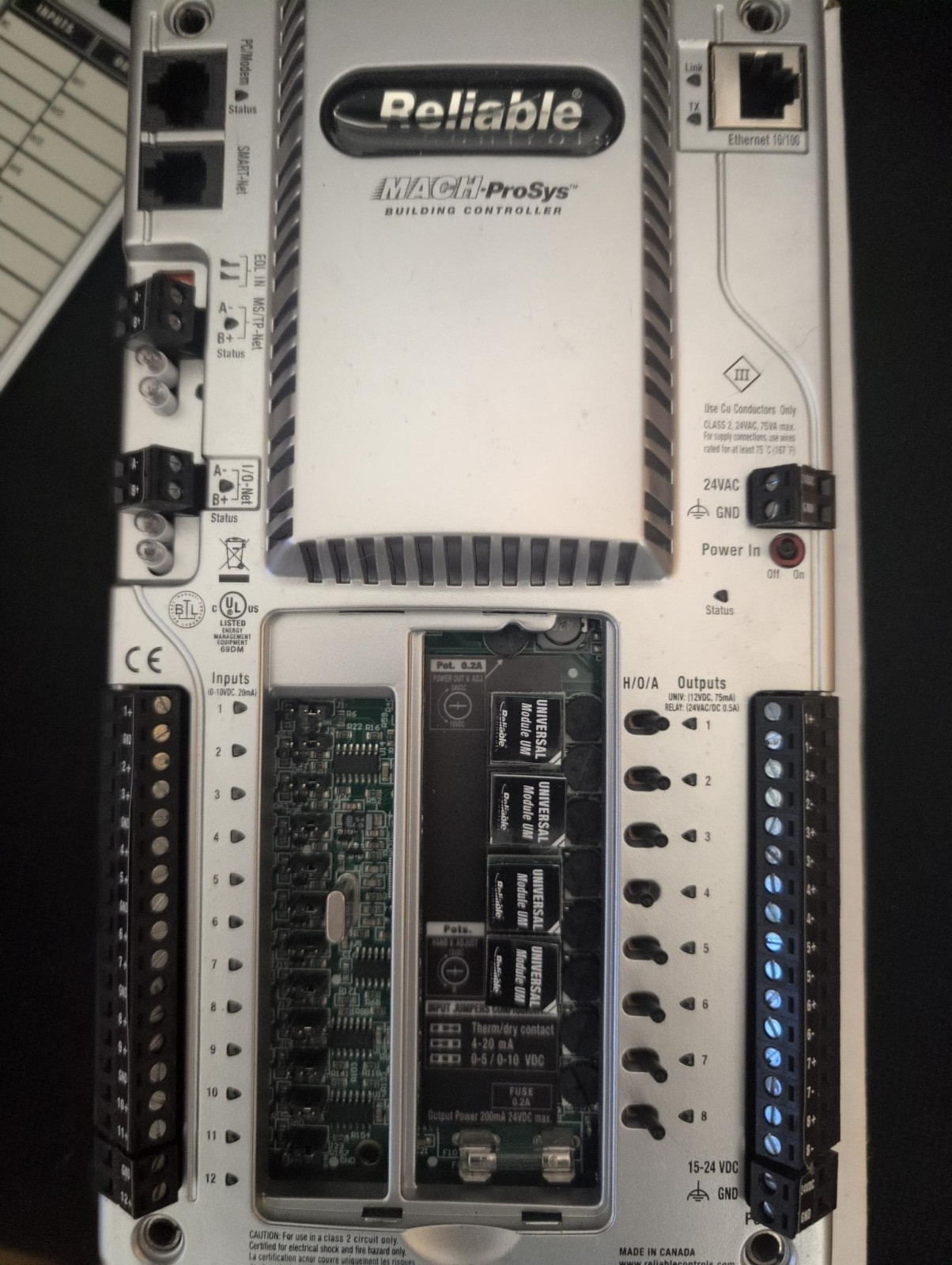 Reliable Controls MachProSys MPS MP-S-H BACnet Controller w/ universal out
