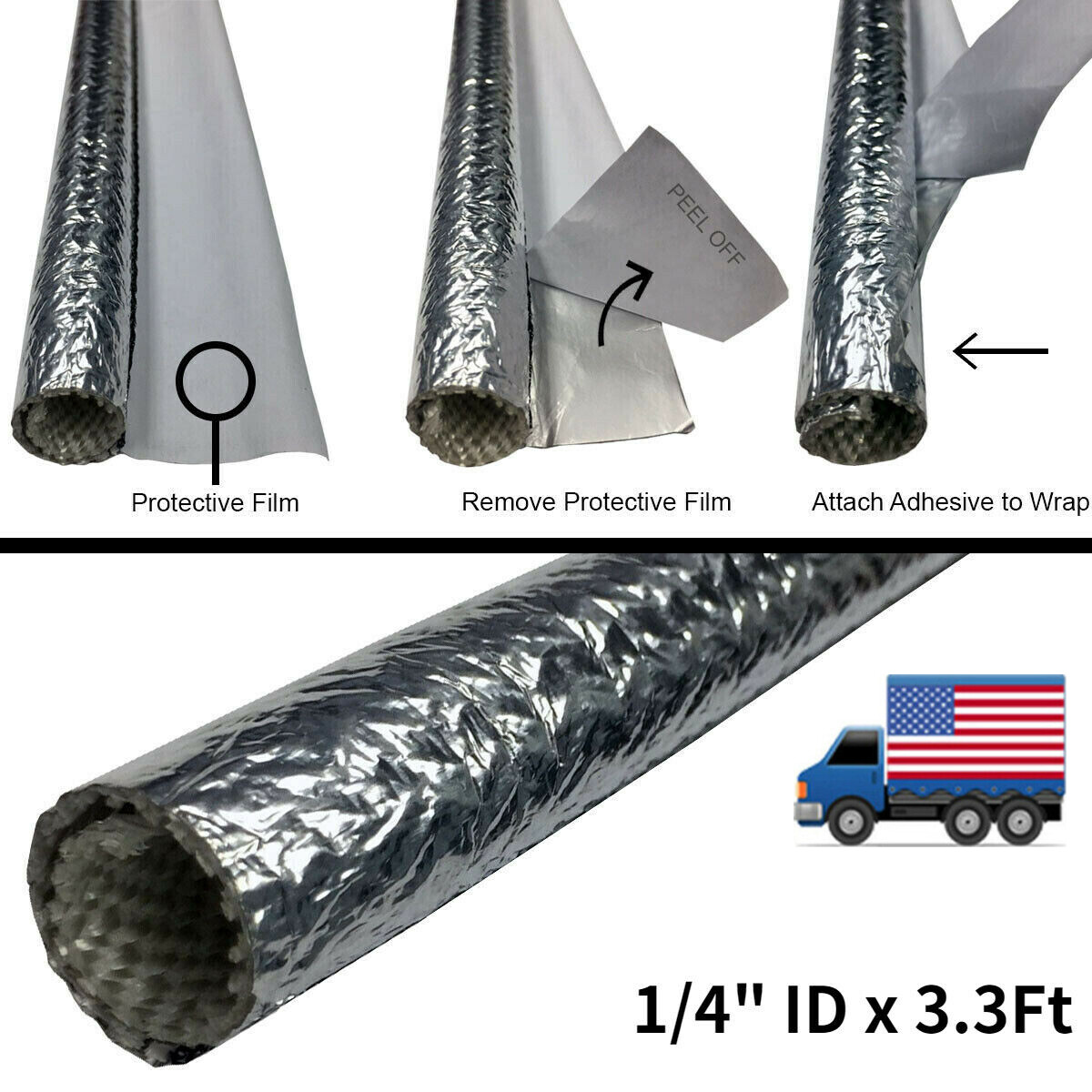 1/4″ Automotive Cable Wire Loom High Temp Protection Sleeve Wrap for Hose Line