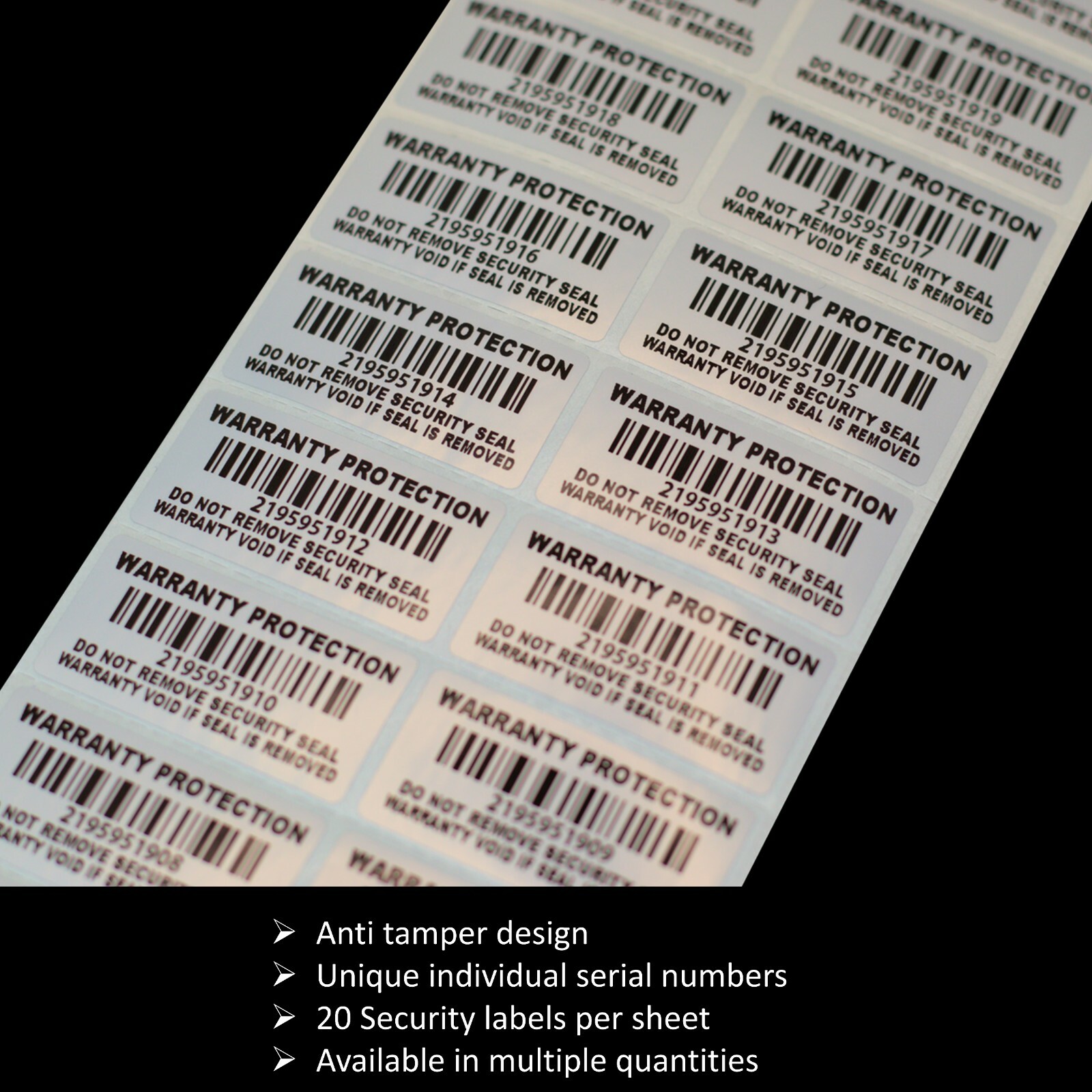 Warranty Void If Removed Security Sticker: INDIVIDUAL SERIAL NUMBERED (AvR010)