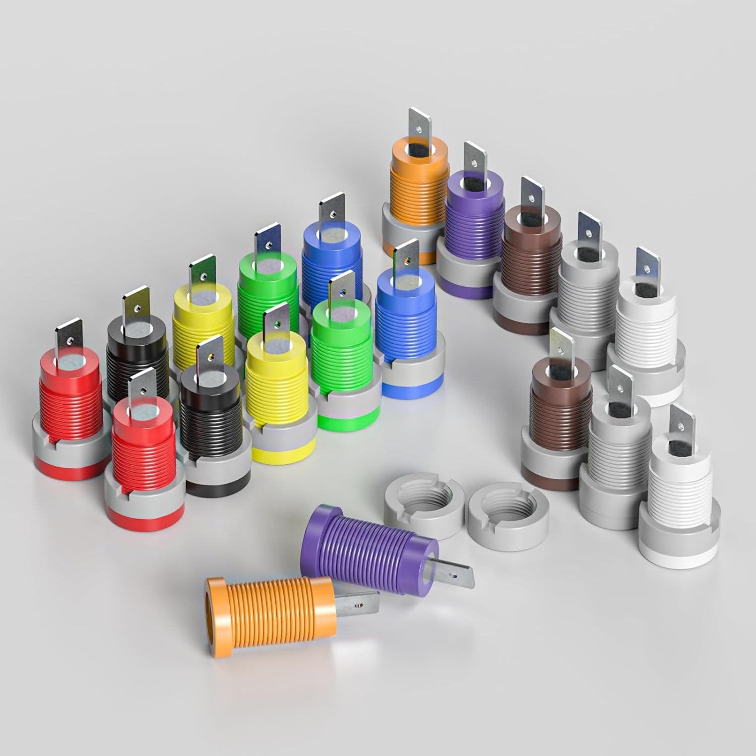 20PCS 4Mm Banana Female Jack Panel Mount Socket Binding Post Adapters Ten Colors