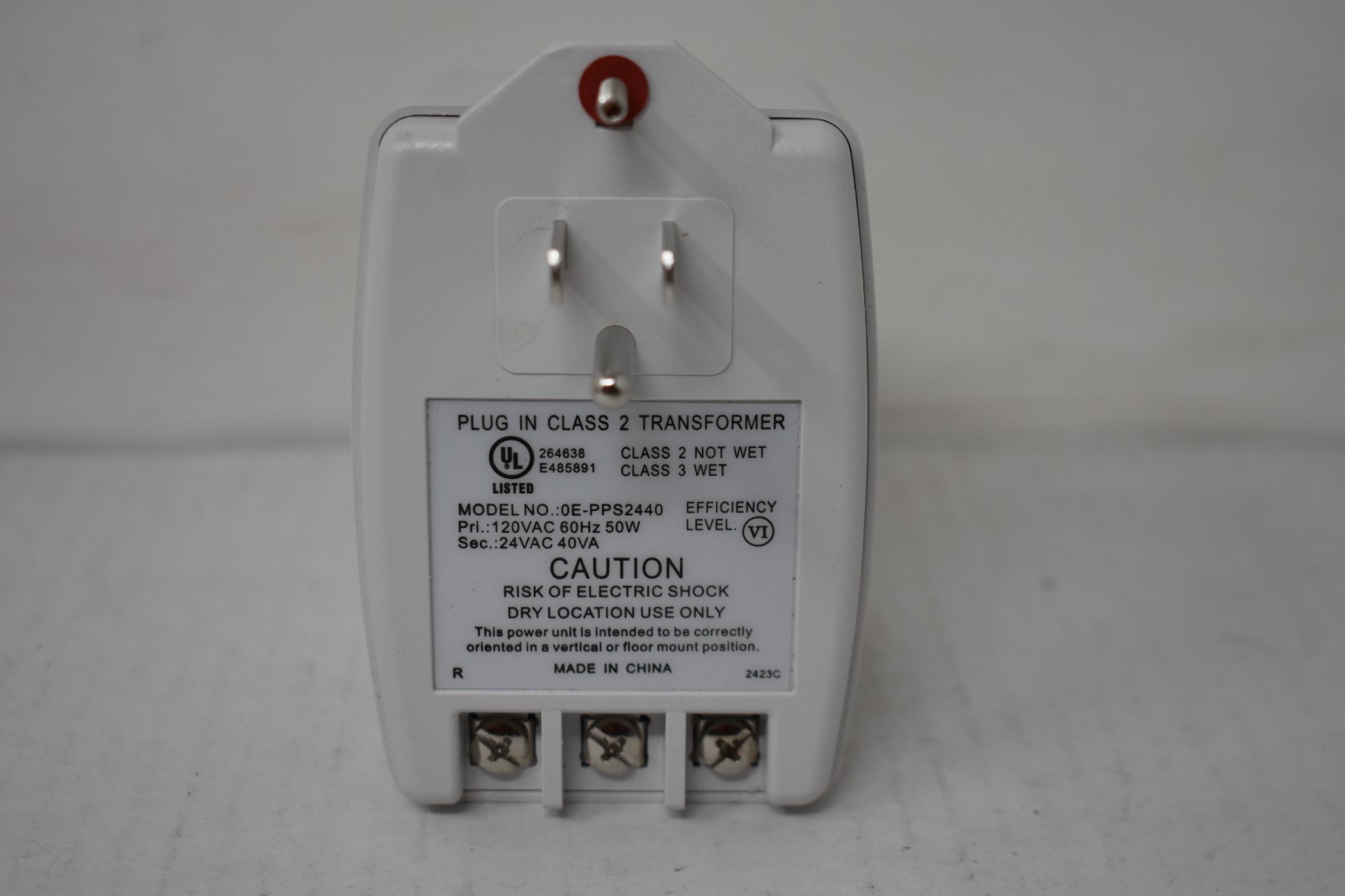 UltraTech Plug-In Transformer 0E-PPS2440 24VAC 40 VA LED Power Indicator