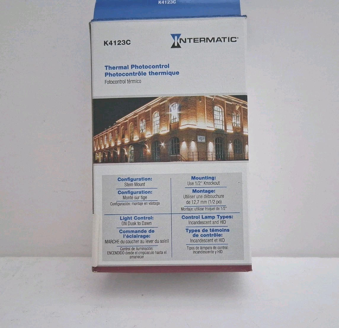 Intermatic K4123C Stem Mount Thermal Photocontrol 208-277V 15A Dusk-to-Dawn