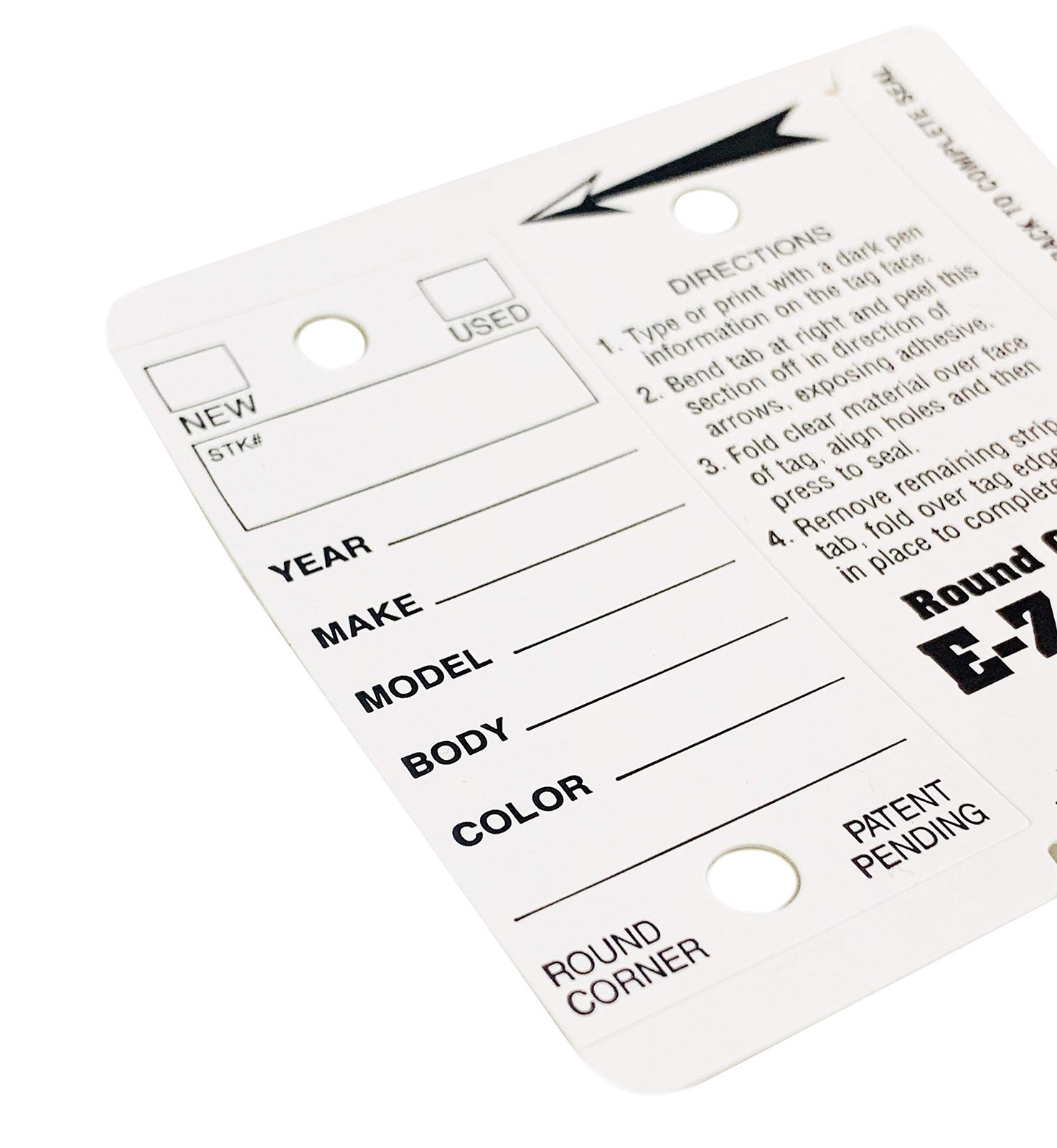 Round Corner Car Key Tags E-Z Tag White Pack of 250