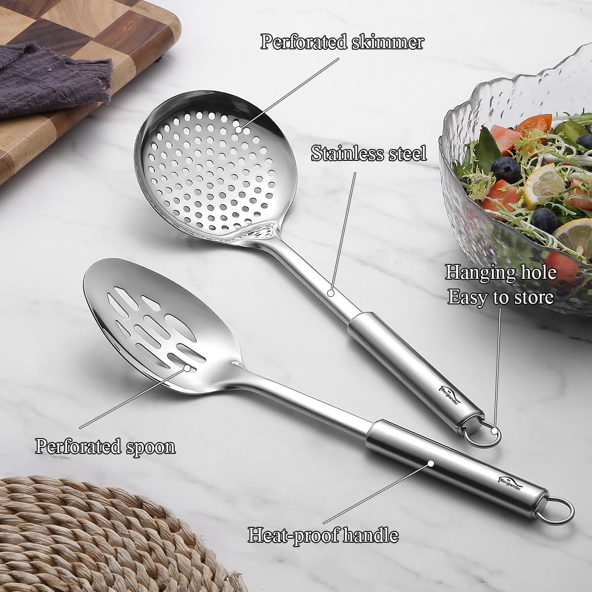 Berglander Kitchen Skimmer 13 Inches (Each Utensil), Stainless Steel Silver