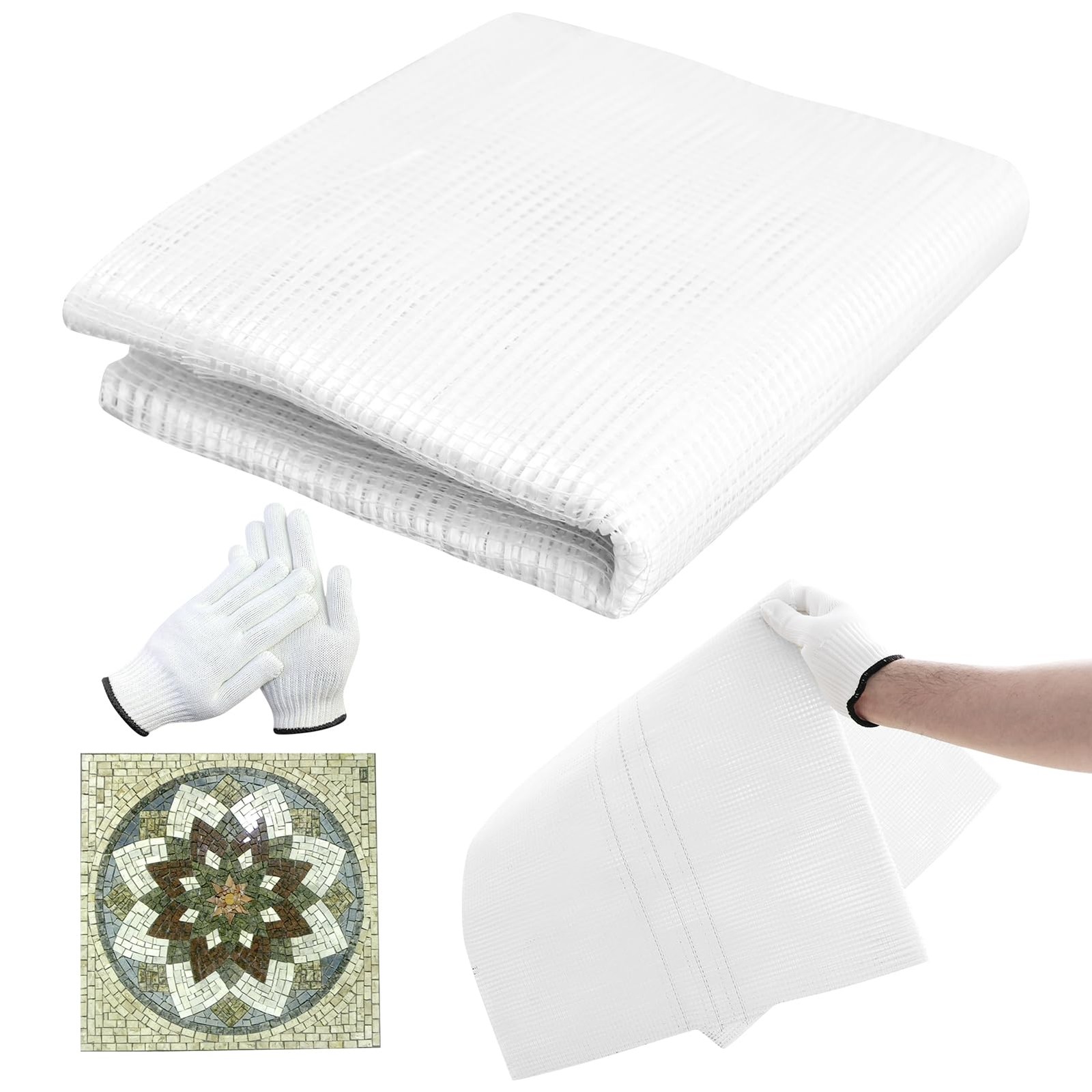 40″ x 80″ Mosaic Mesh for Back Mounted Tile with Gloves, Large, x