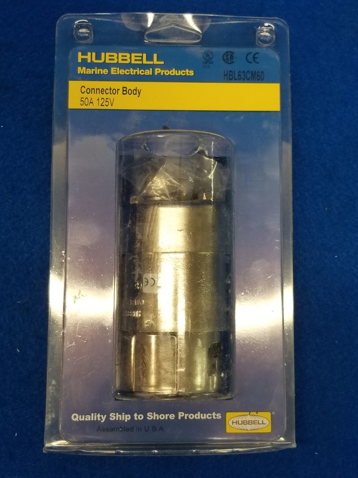 Hubbell Marine, Marine Grade 50A Female Connector, 125/250V 3-Pole, HBL63CM60