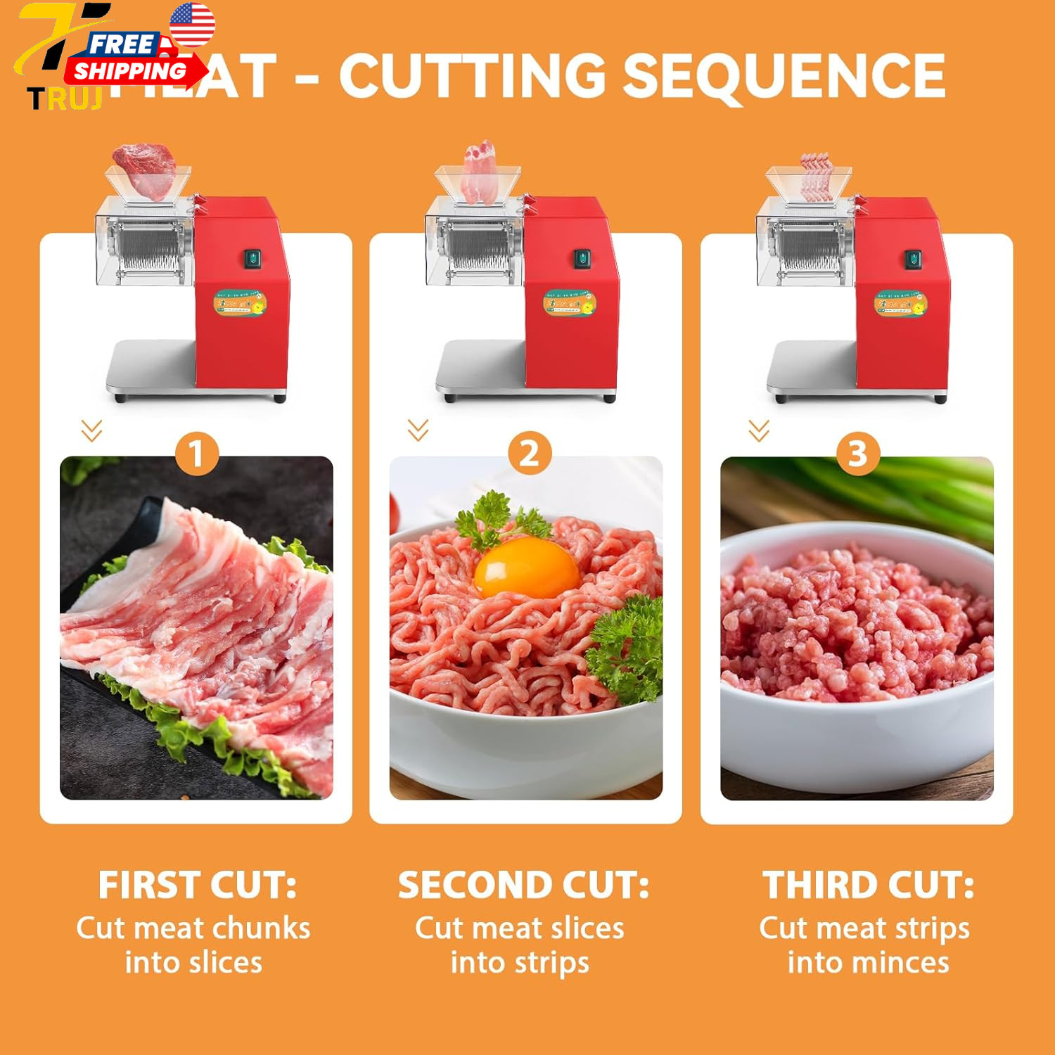 850W Meat Cutter Machine Commercial Meat Cutting Machine 5Mm/0.2Inch Heavy Duty