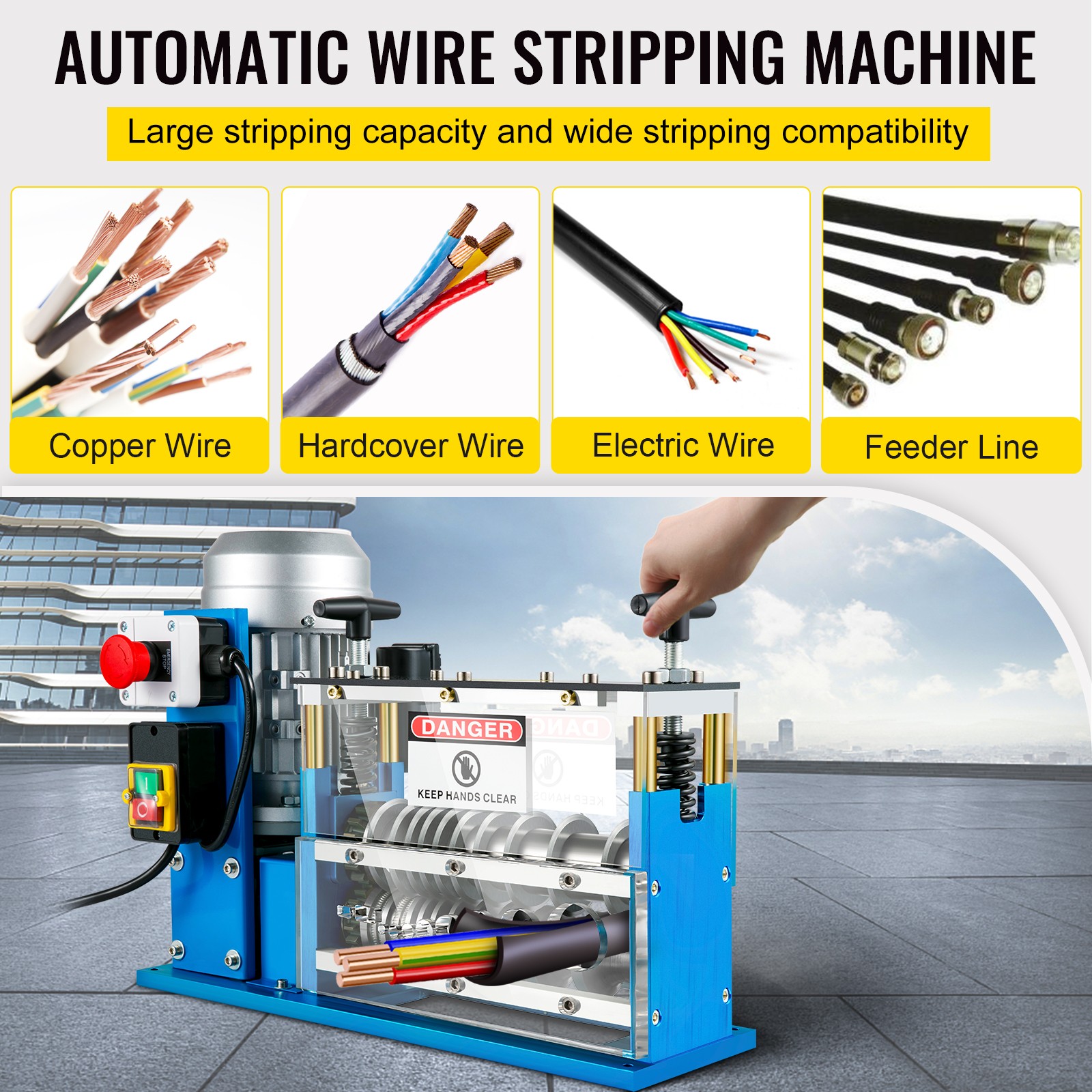 VEVOR 0.06-1.49inch Electric Wire Stripping Machine Power Wire Stripping Machine