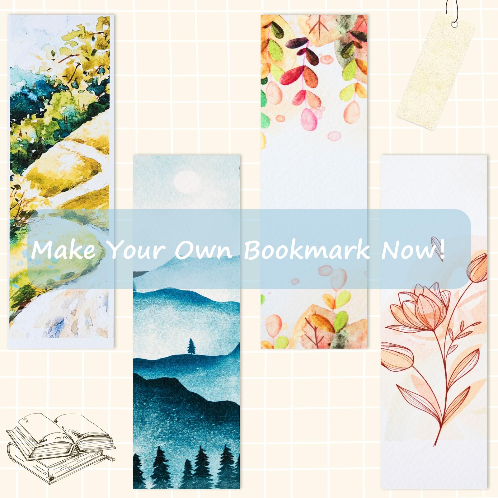 30 PCS Watercolor Paper Blank Bookmarks 1.9″ x 7.8″, White 7.8 IN, white