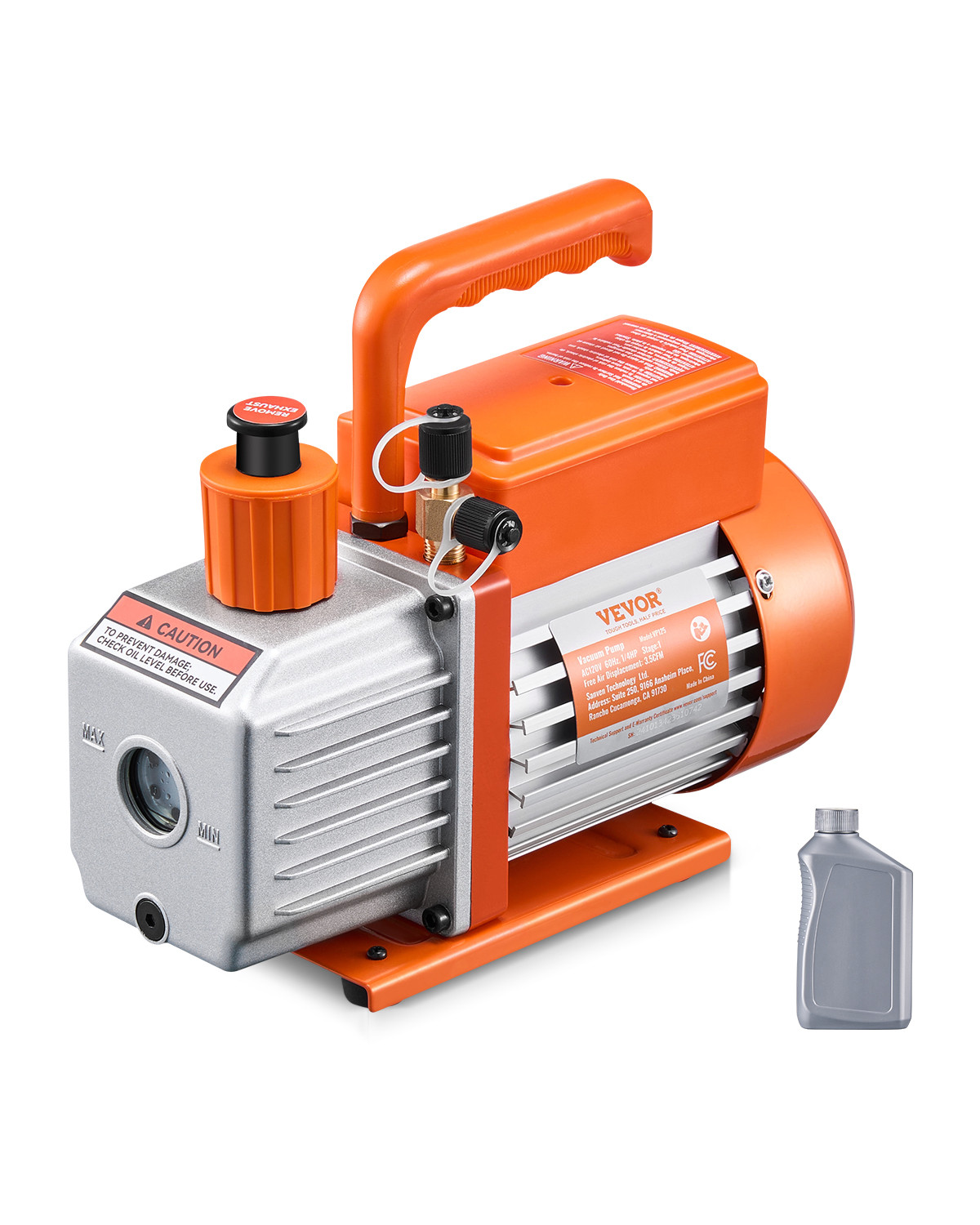 VEVOR Vacuum Pump 3.5 CFM HVAC Single Stage Rotary Vane Vacuum Pump Oil Included