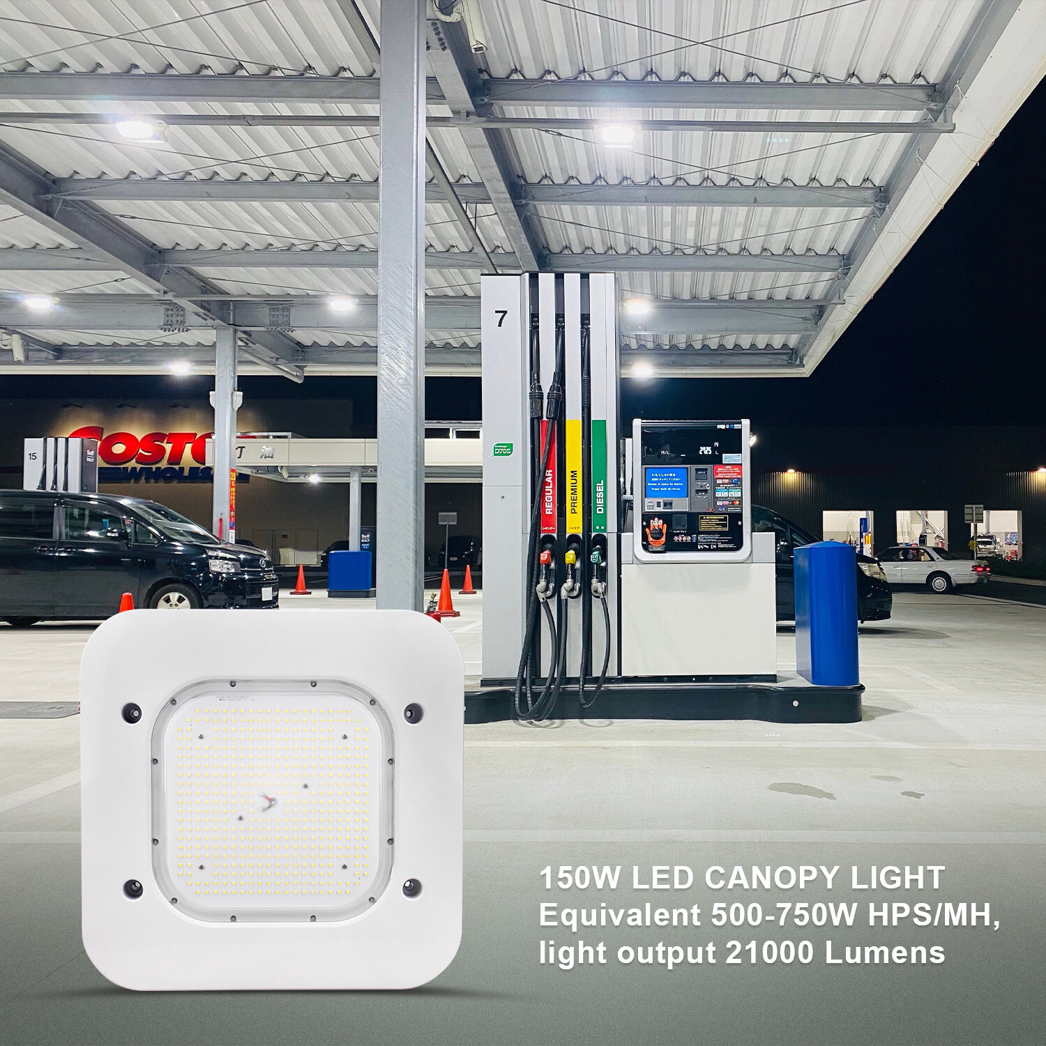 150W LED Canopy Light Parking Lot Gas Station Lamp IP65 21000LM Lights 5700k