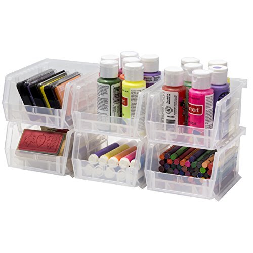 Plastic Storage Bins Hanging Stacking Containers, 5″/4″/3″ – 6 Pack