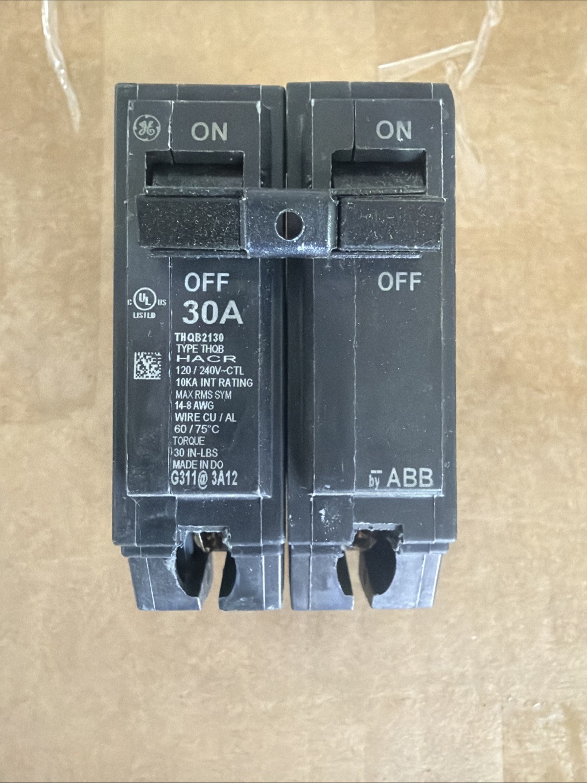 GE THQB2130 2 Pole 30A 240V Circuit Breaker Molded Case