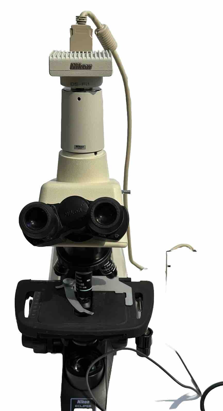 Nikon Eclipse E200 Trinocular Microscope With Camera And Monitor 4X 10X/40X/100X