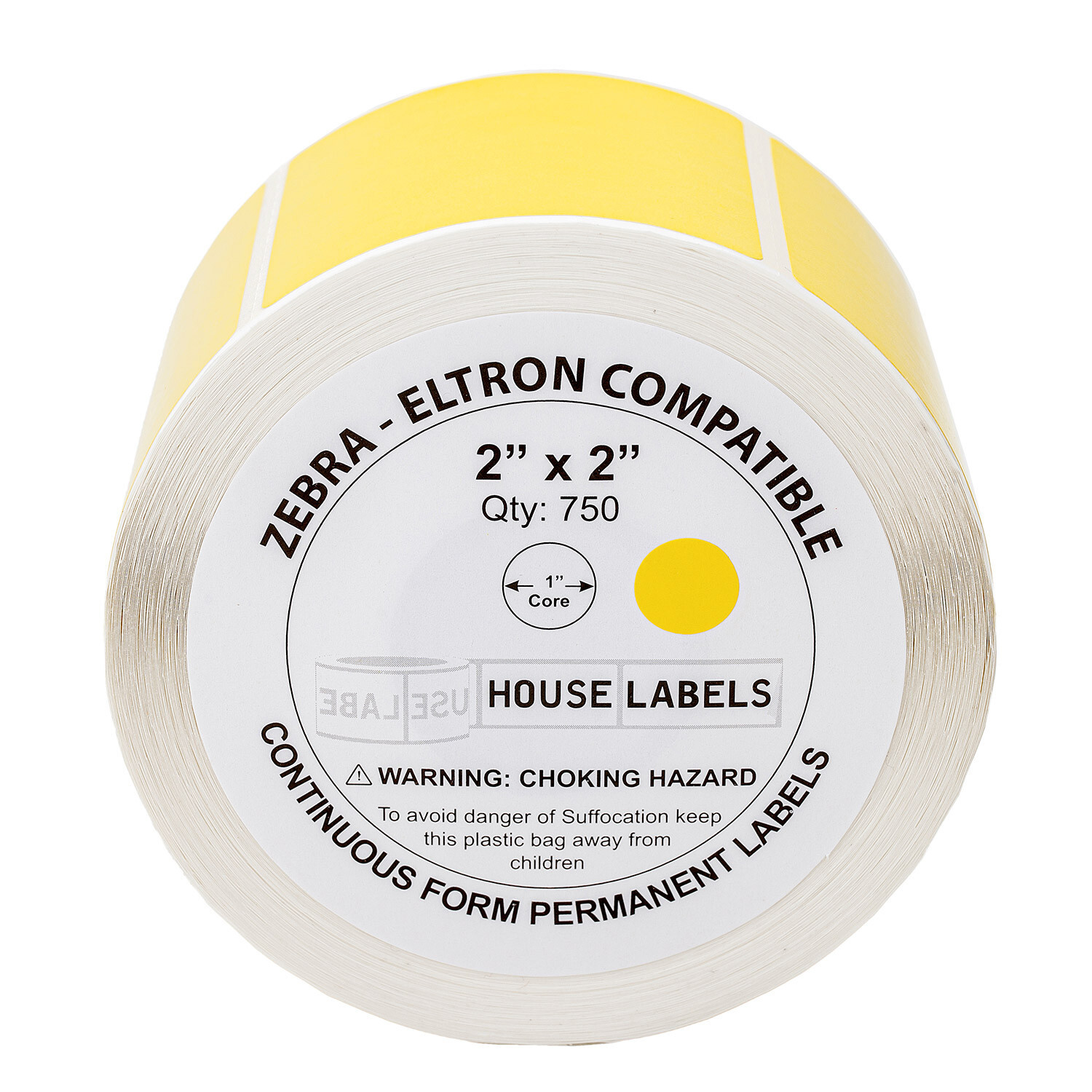 ZEBRA 2″ x 2″ YELLOW- Direct Thermal (1) Roll 750 per Roll High Visibility