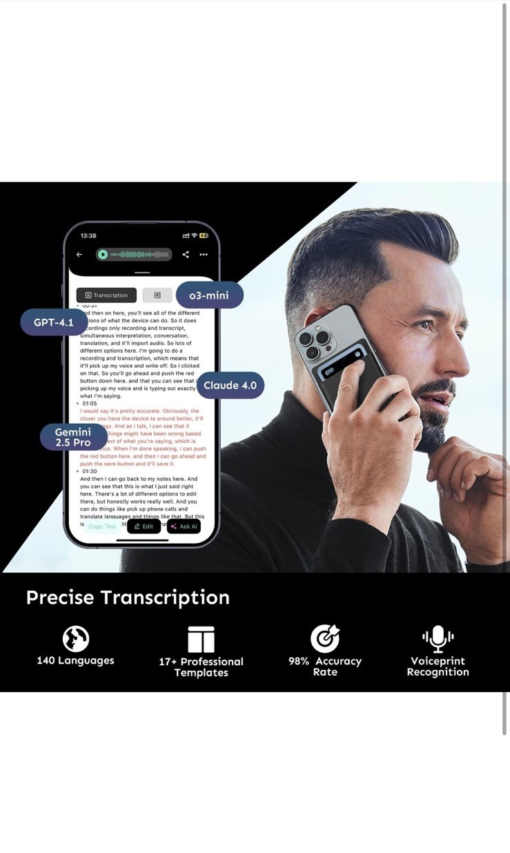 E Eazey AI Voice Recorder, Transcribes And Summarize Support 140 Languages App C