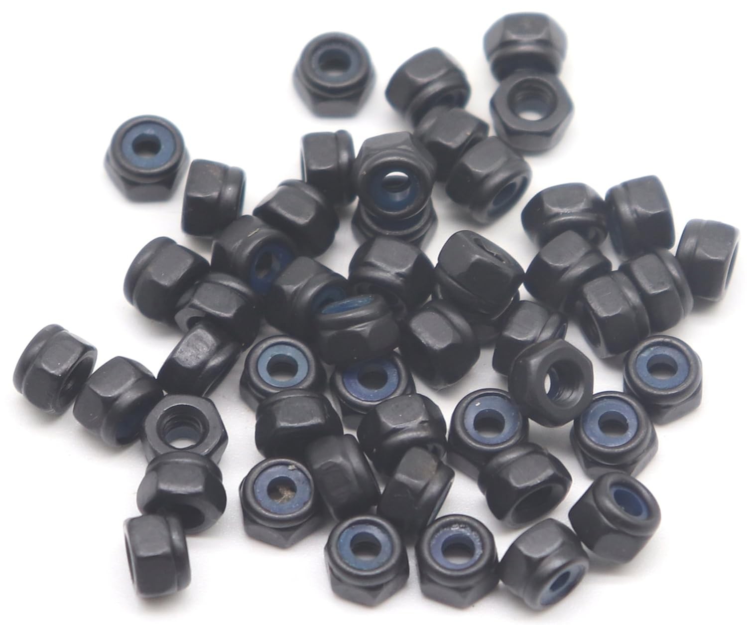 binifiMux 100Pcs M2 x 0.4mm Black Nylock Nuts Hex Nylon Insert Self