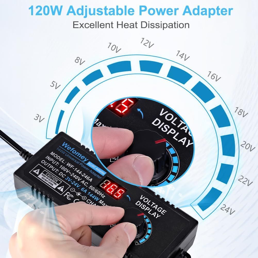 Universal Power Supply 3V~24V 6A 144W Adjustable Variable 3V 5V 9V 12V 18V 20V 2
