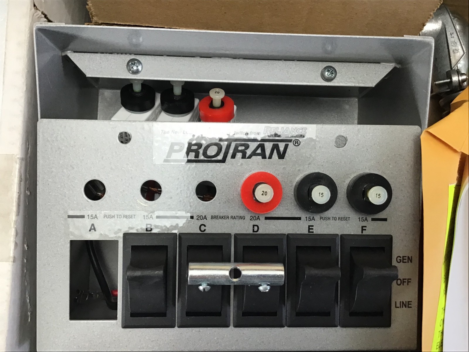 Reliance Controls ProTran 20216 A Manual Transerfer Switch Portable Generator
