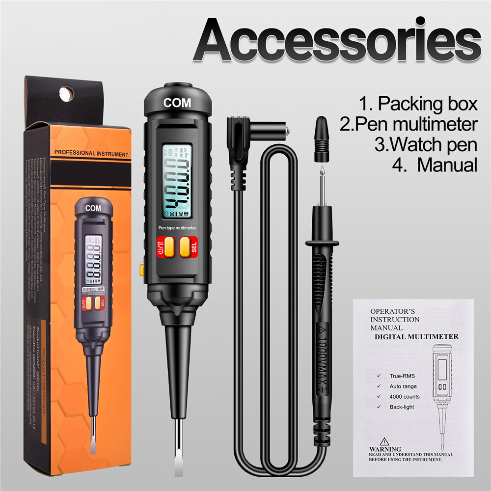 ANENG A3010 4000 Counts Pen Multimeter Backlight Multi Meter Digital Tester