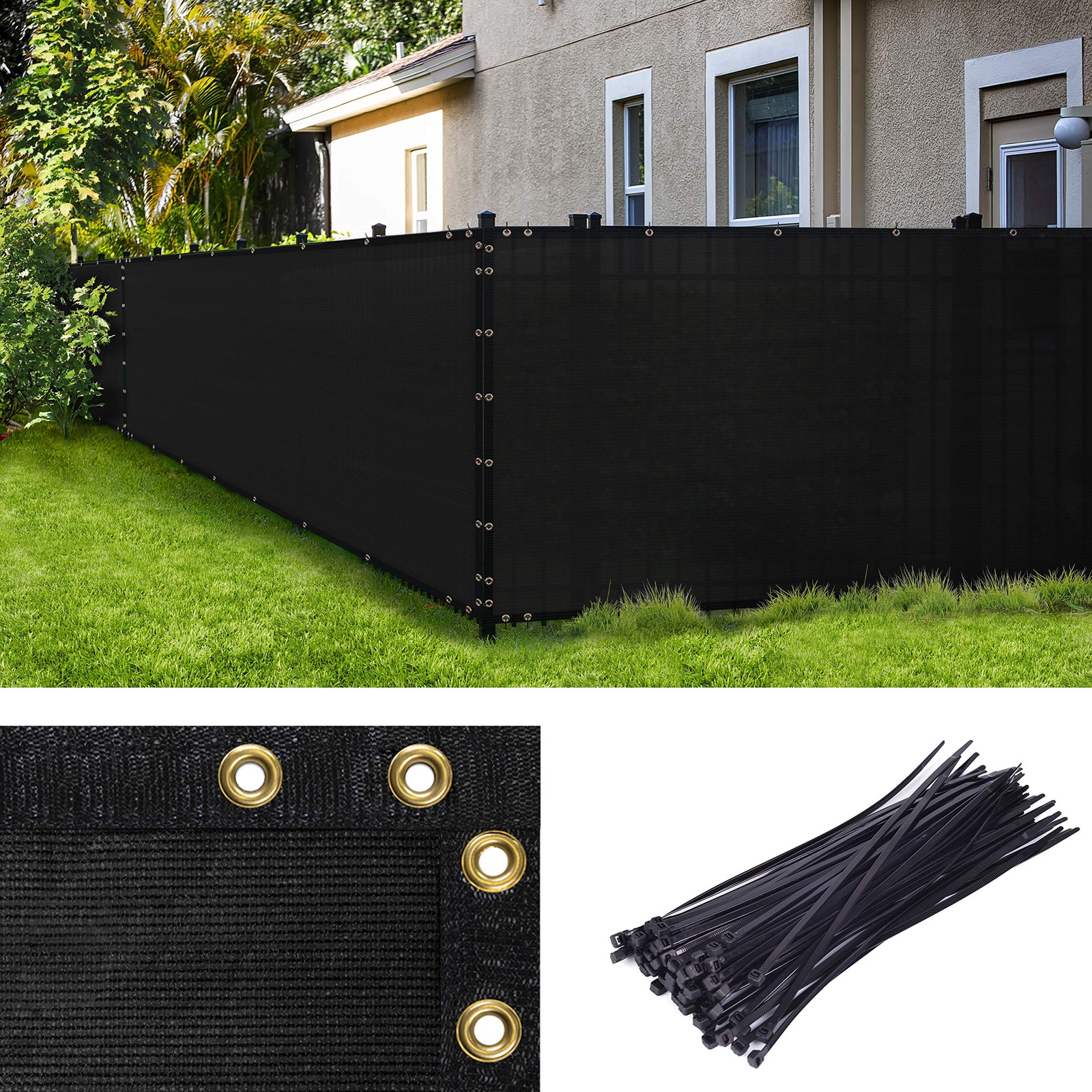 Amgo 6′ x 10′ Black Fence Privacy Screen, Commercial 0 x 1 0′,