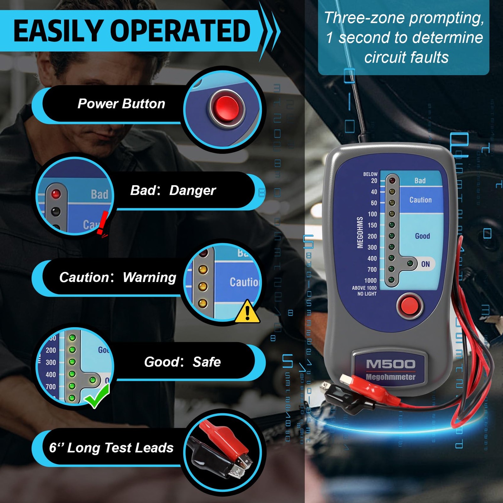 M500 Megohmmeter Compatible with Supco, 1000 Megohms for HVAC Testing