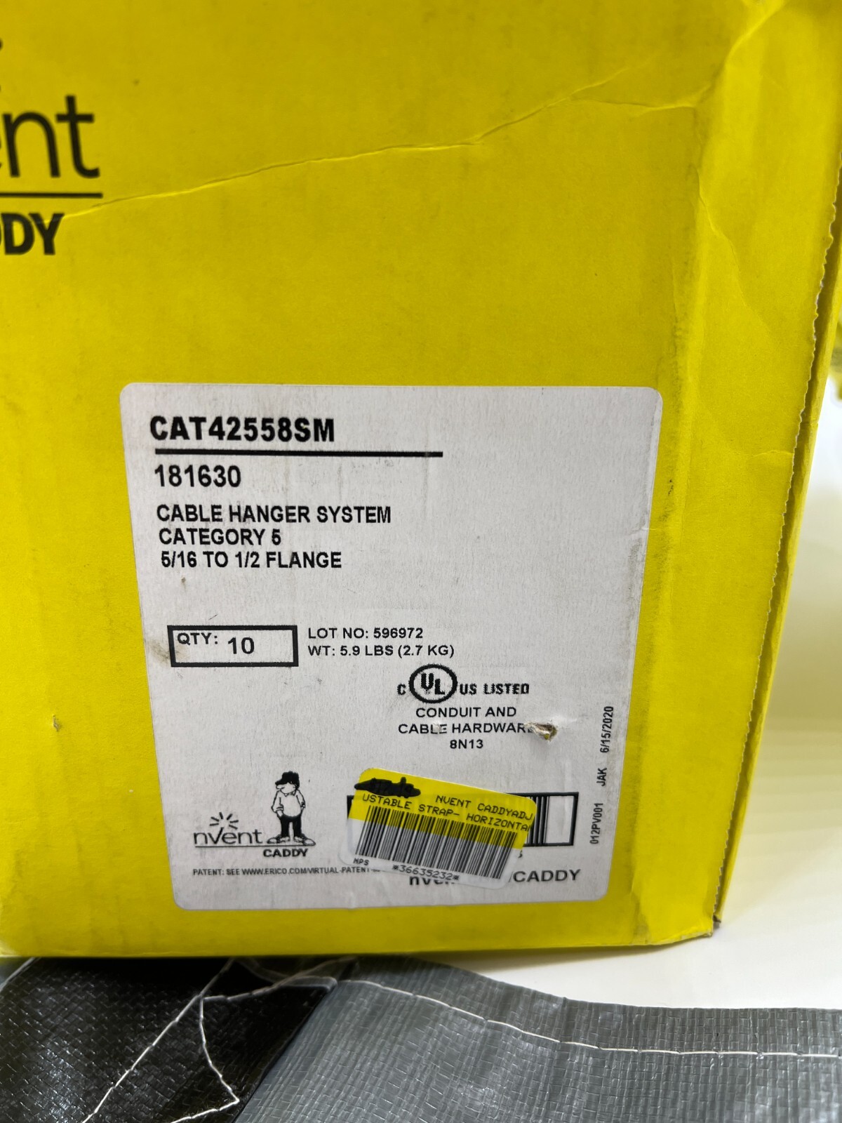 Box of 10 Erico Caddy 5/16-1/2 Cable Hanger System Cat42558Sm 100 lb Capacity