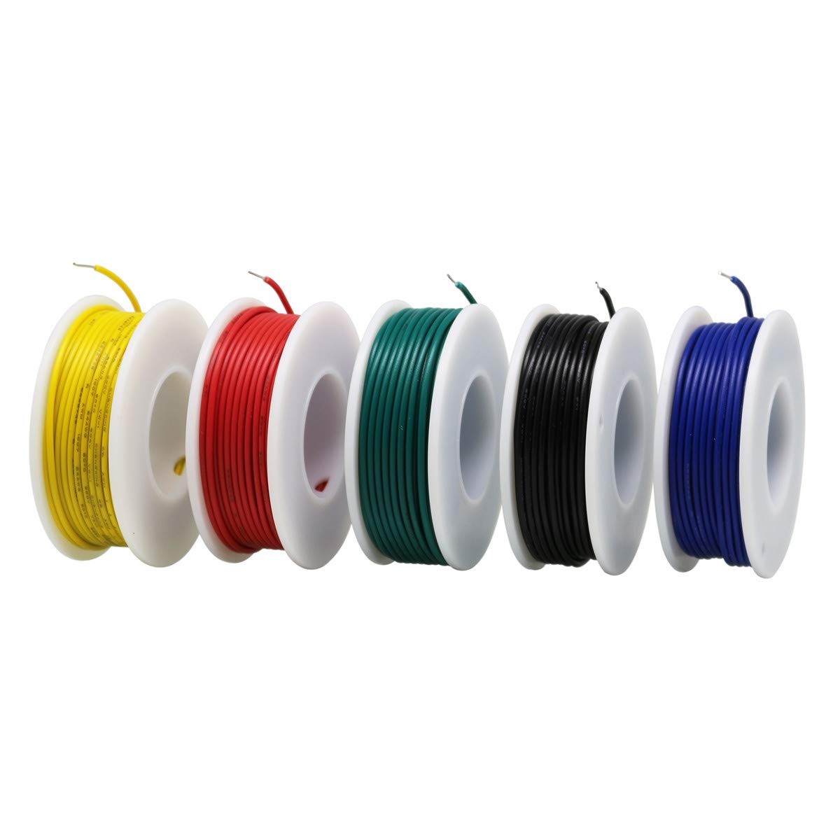 20 AWG Gauge Hook Up Wire Kit – 5 Colors 19.6ft Each, Tinned Copper PVC Solid…