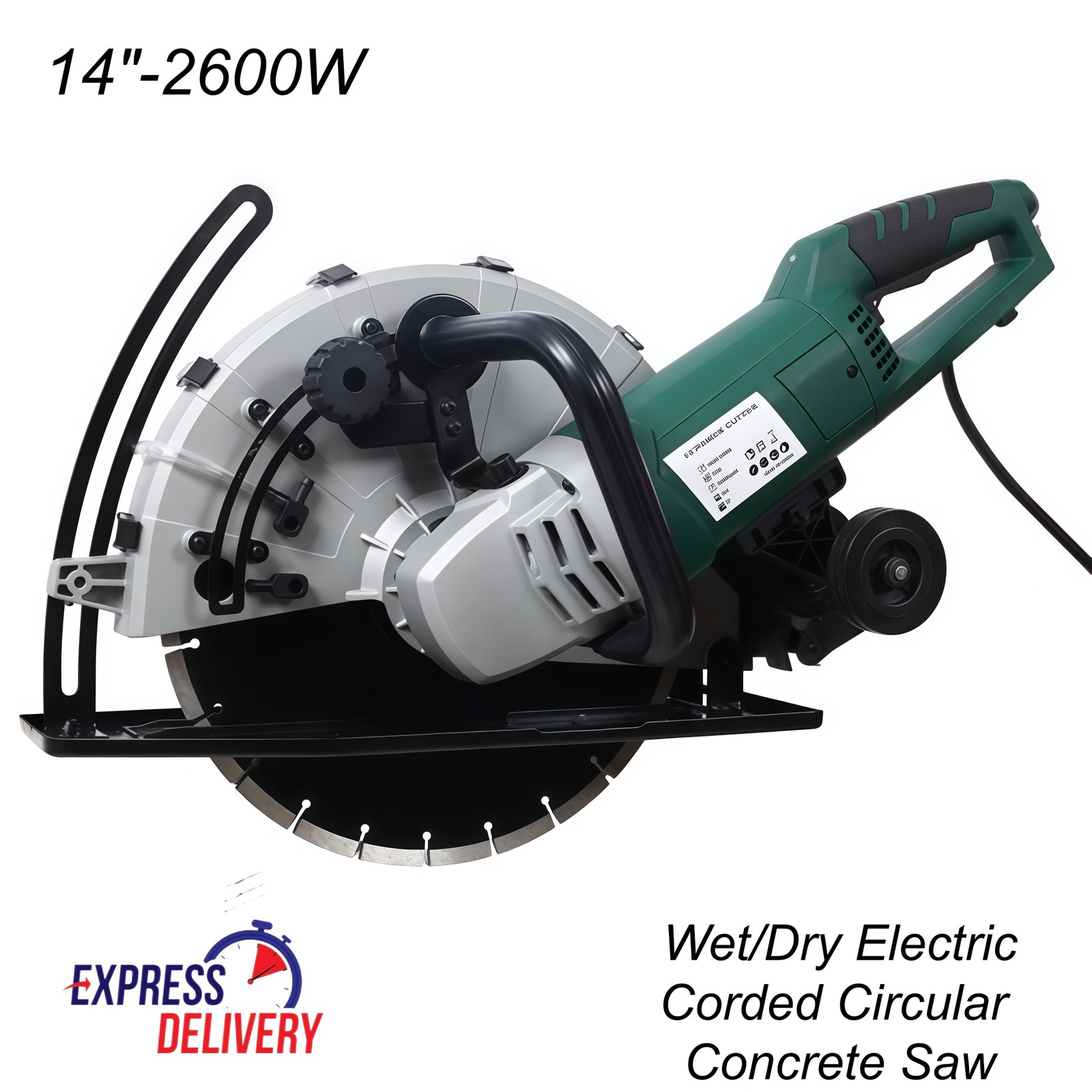 Portable 14″ Wet/Dry Electric Corded Circular Concrete Saw/Power with Water Line