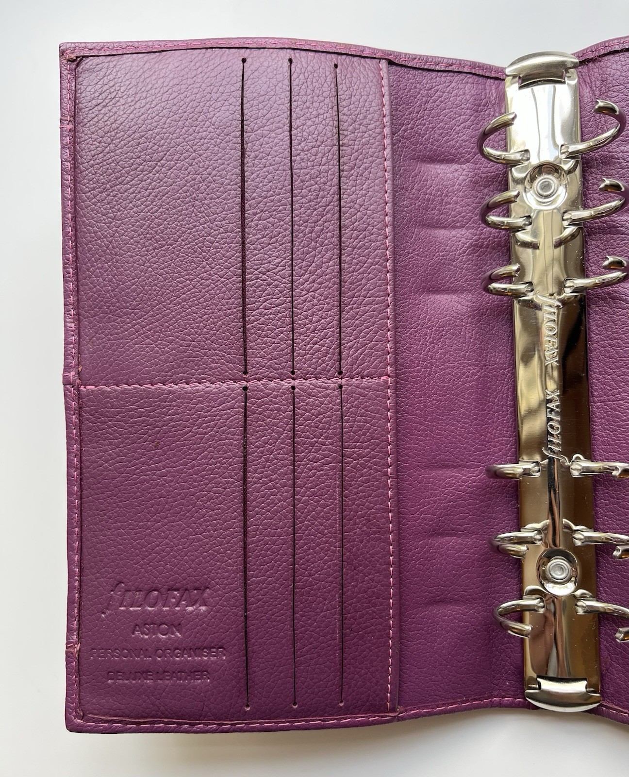 Filofax Aston Organizer “Orchid” Purple Deluxe Leather Personal Size EUC