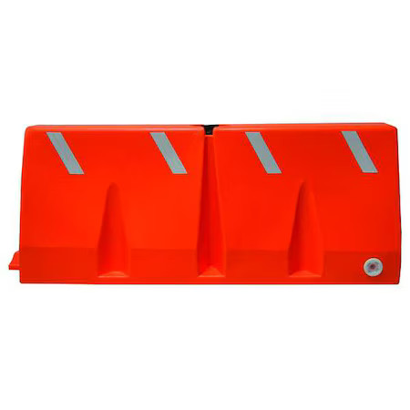 Jersey Barrier Polycade Traffic Barrier, Plastic, 62 1/4 In W X 24 In H,