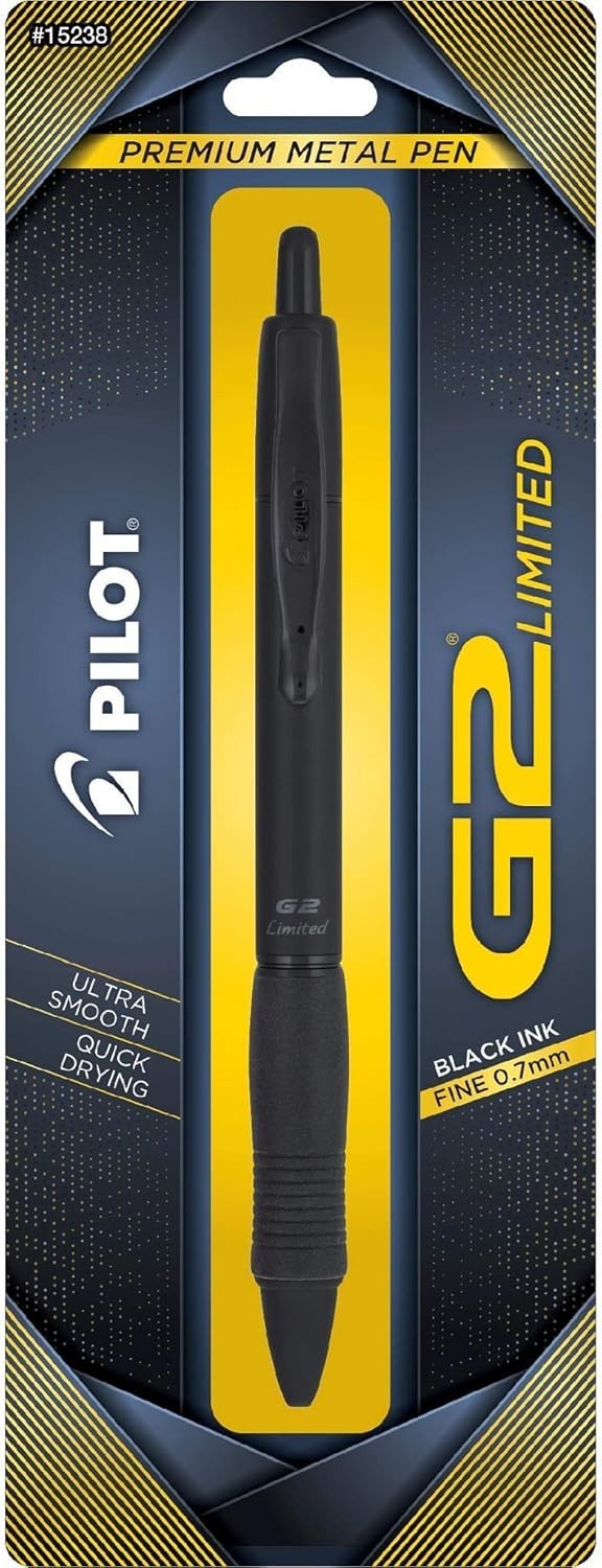 Pilot, G2 Limited Premium Gel Roller Pen, Fine Point 0.7 mm, Matte Black Barrel,