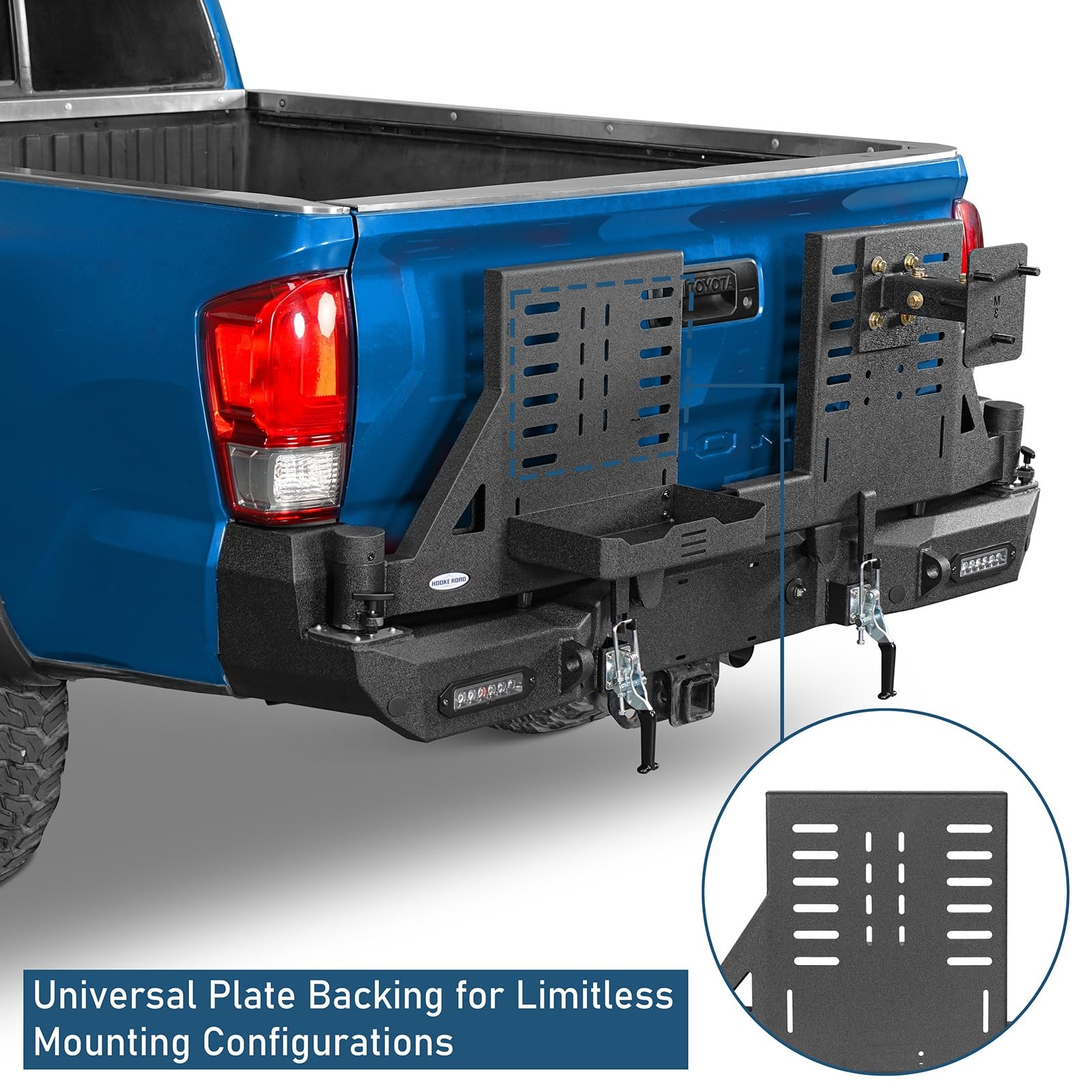 2016-2023 Tacoma Rear Bumper Dual Swing Out Tire Carrier Jerry Can D-Rings