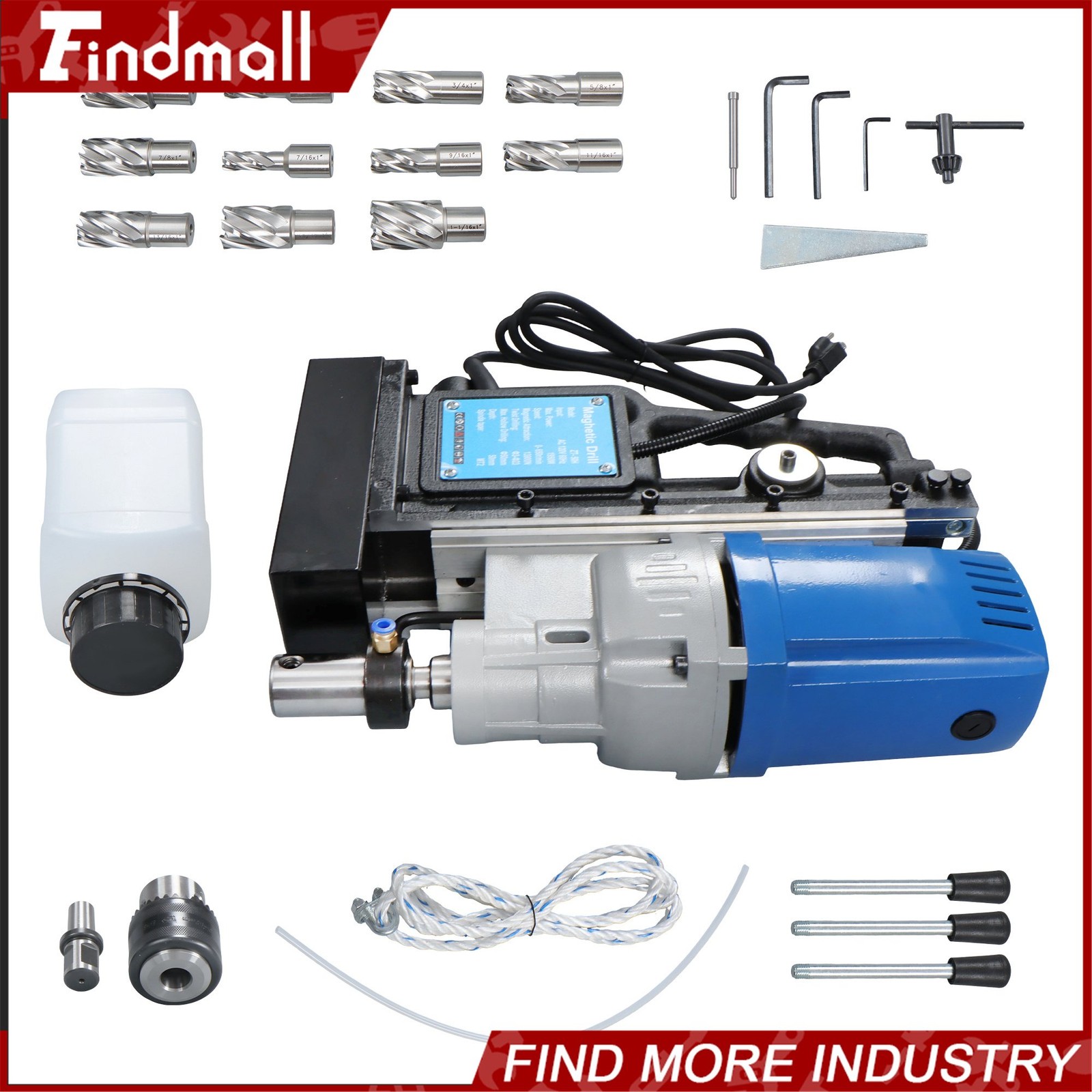 Findmall Magnetic Drill Stepless Speed Bi-Directional 1950W 13900N Mag Force