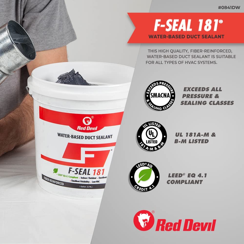 Red Devil F~Seal 181 Fiber Reinforced Duct Sealant 1 Gallon Gray