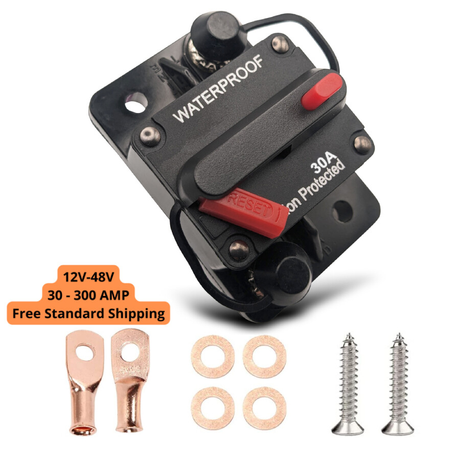 30A-300 Amp 12-48V DC Waterproof Circuit Breaker Auto/Marine/Solar Manual Reset
