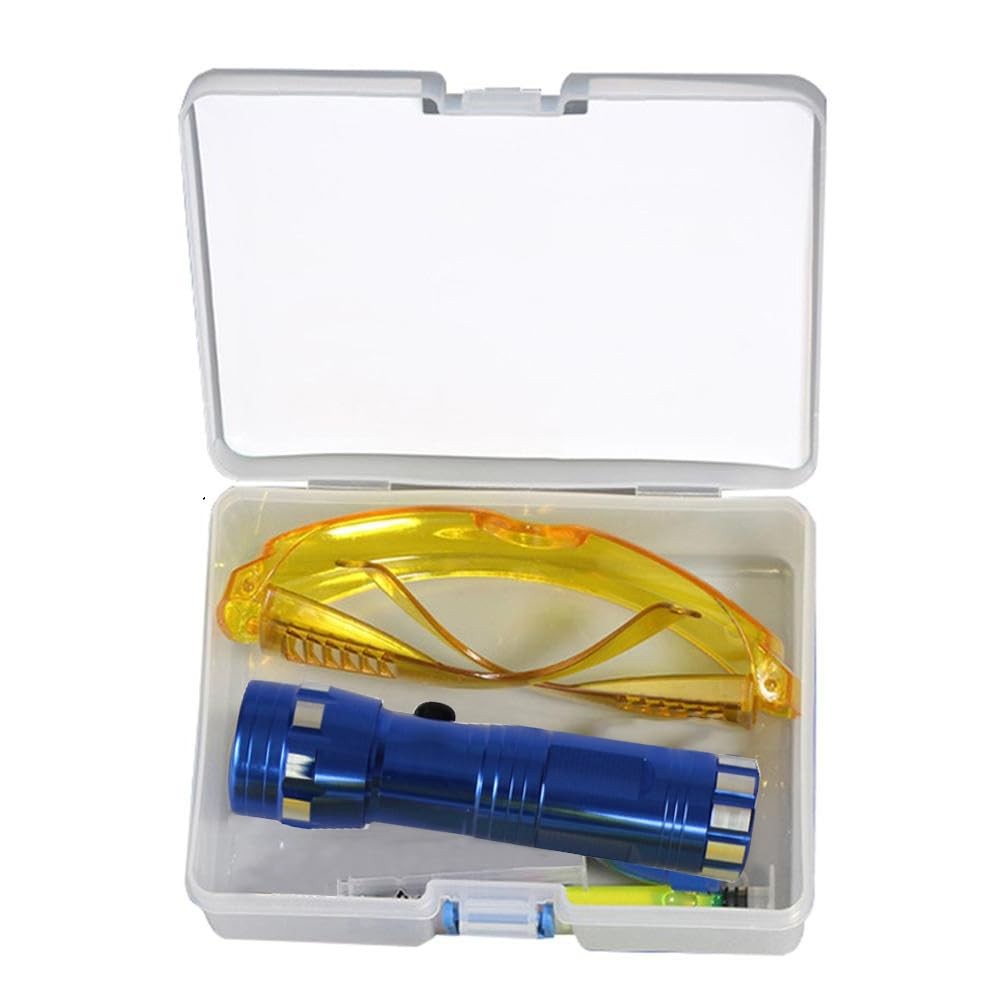 Fluorescent Leak Detector Kit Glasses UV Dye AC Auto Tool HeavyDuty Portable