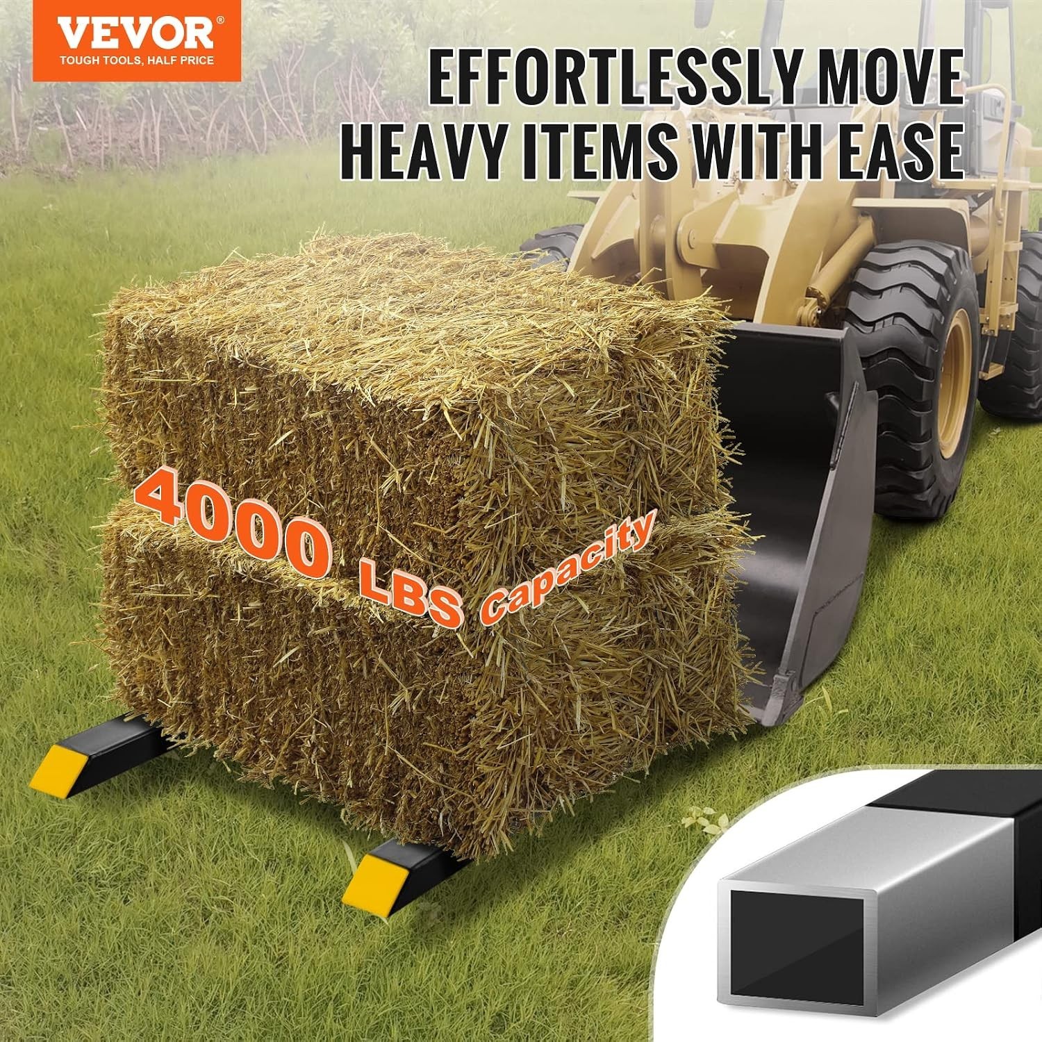 Heavy Duty Pallet Forks 60″ 4000lbs Clamp-On Loader Skid Steer Tractor