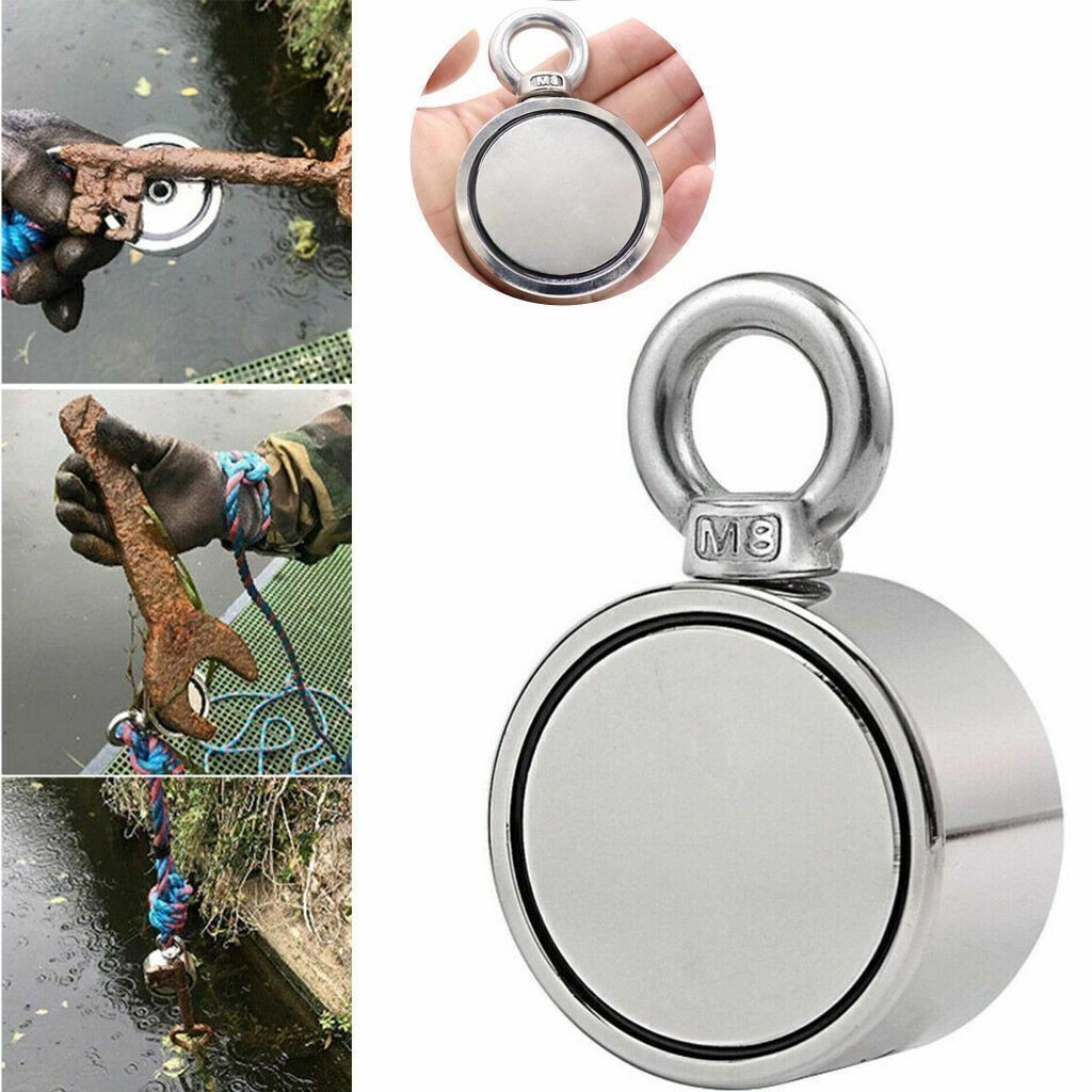 1/5/10Pcs 500LBS Double Sided Fishing Magnet Strong Neodymium Round Thick Hunt