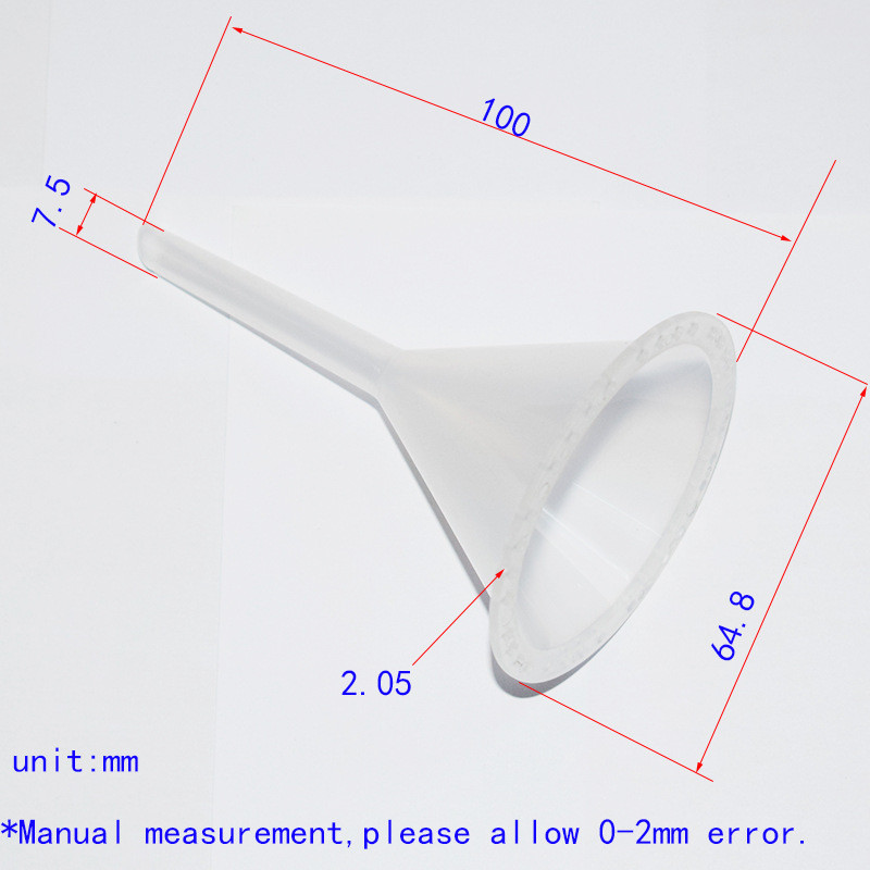2Pcs 100MM X 65MM Calibre Funnel Repackaging Hopper 7.5MM Spout with 2.05MM Hole