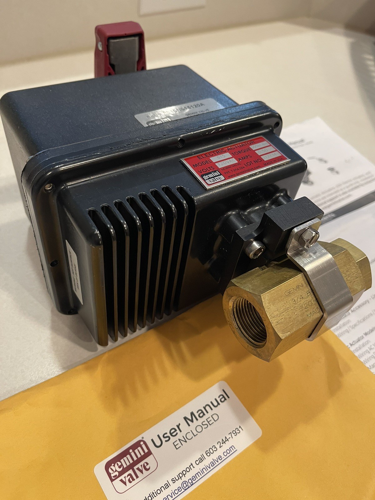 Gemini Valve 615 Actuator 120VAC NEW 300in.lbs New.