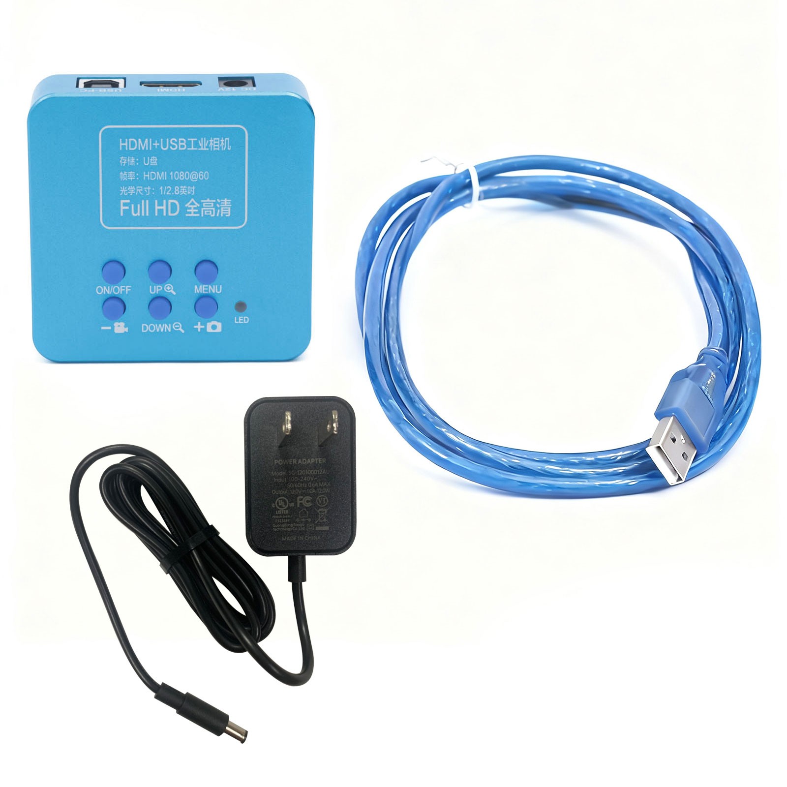 HD 1080p HDMI Industrial Digital Video Microscope Camera C Mount USB Blue NEW !