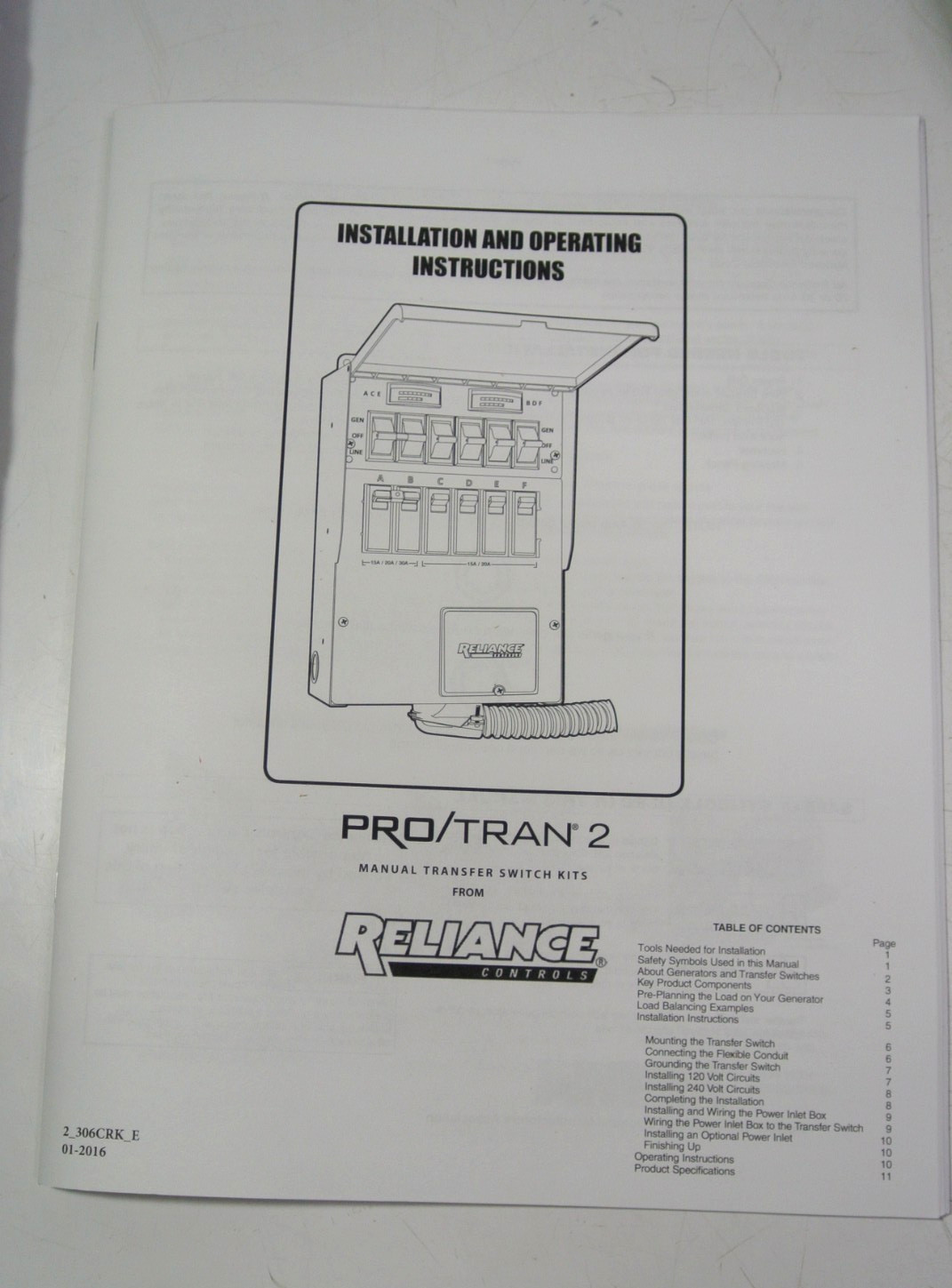 Reliance Controls Backup Power Transfer Switch Kit 3006HDK