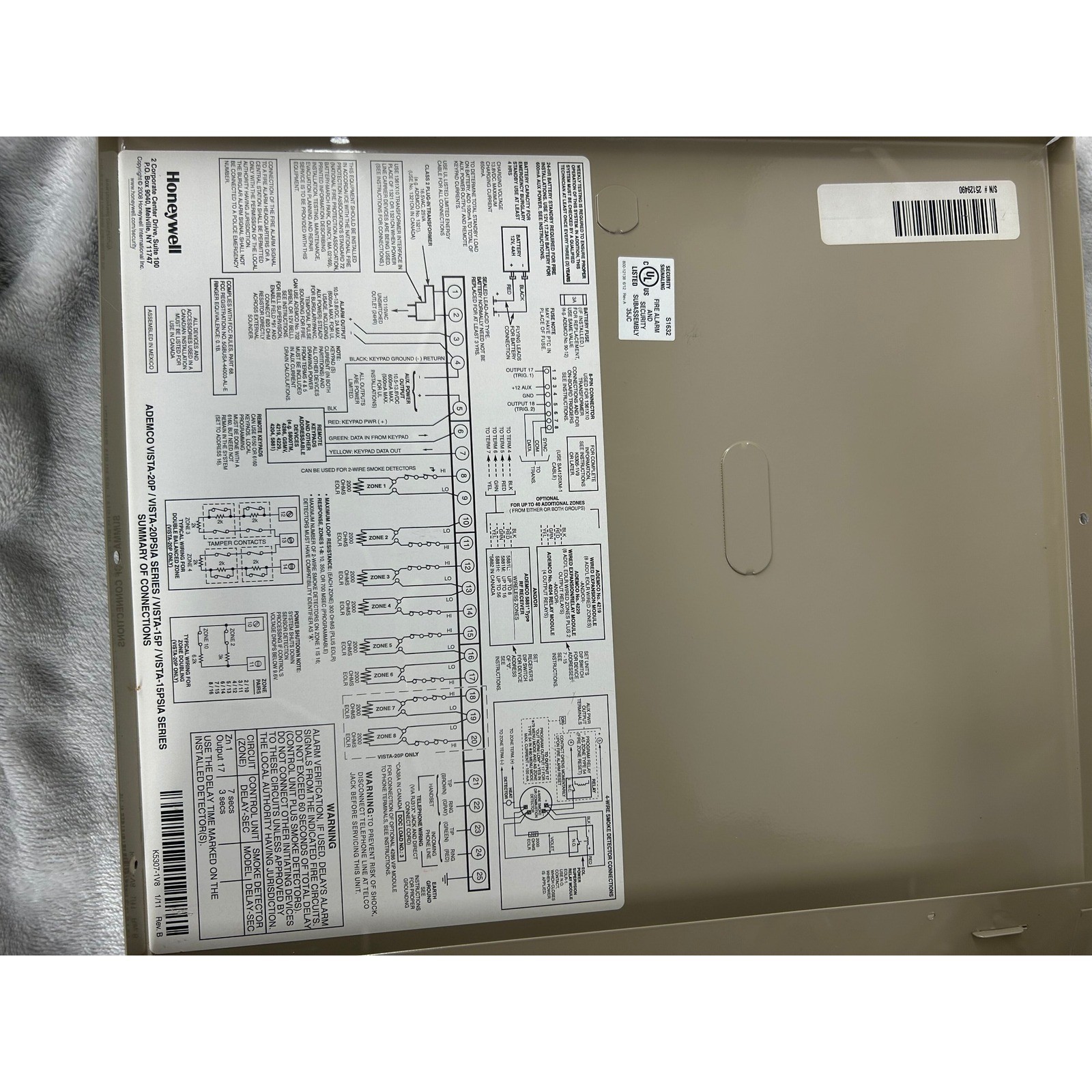 Honeywell Ademco Vista-20P 15P Metal Security Alarm Control Panel Cabinet