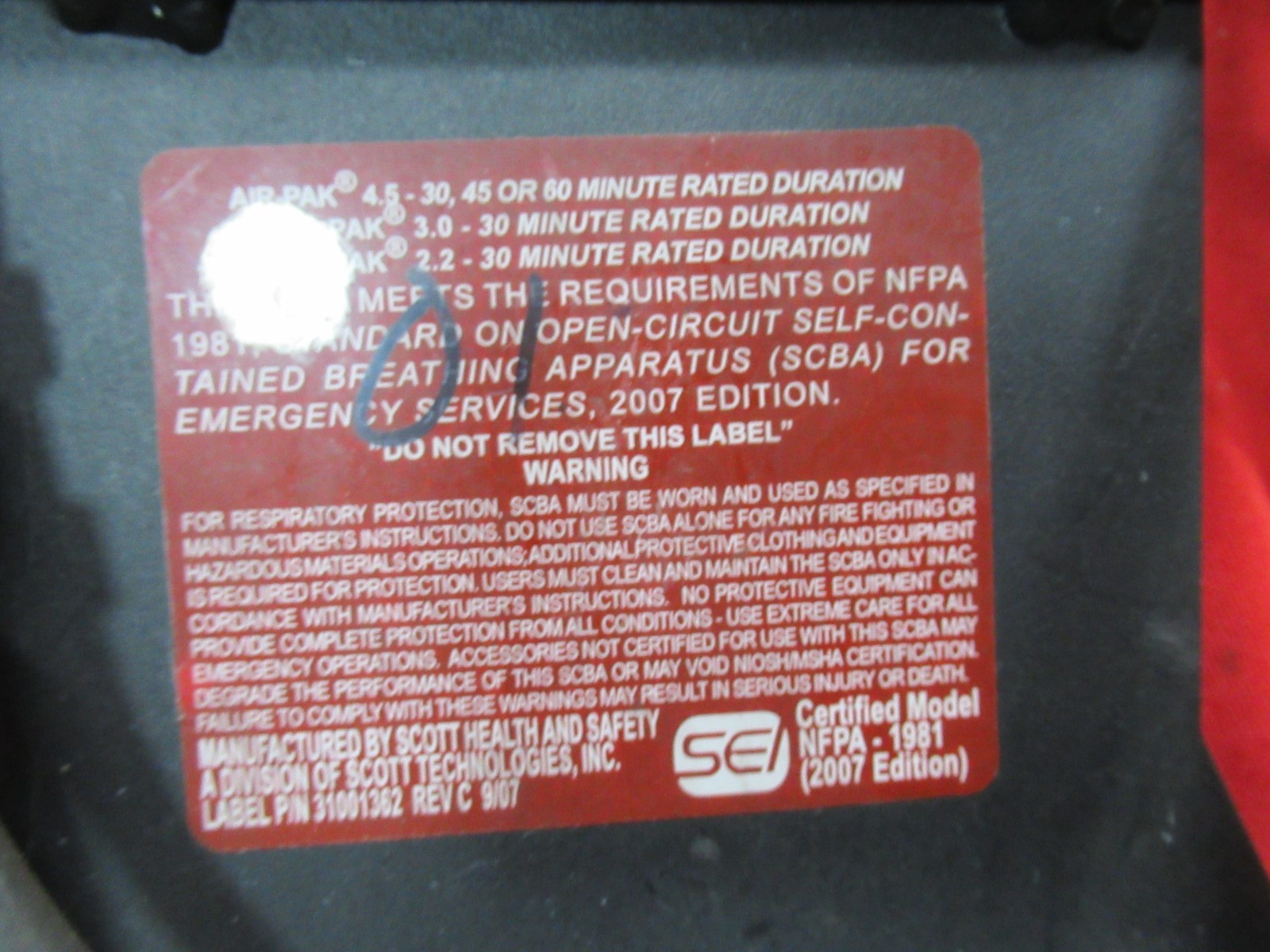 Scott AP75 Air-Pak 75 CBRN 4.5 4500 SCBA CBRN EZ flow QD regulator HUD DUAL EBSS