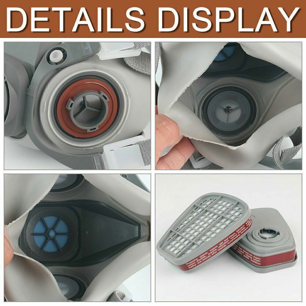 Half Face Respirator Gas Mask Facepiece Spray Painting Safety Glasses For 6200
