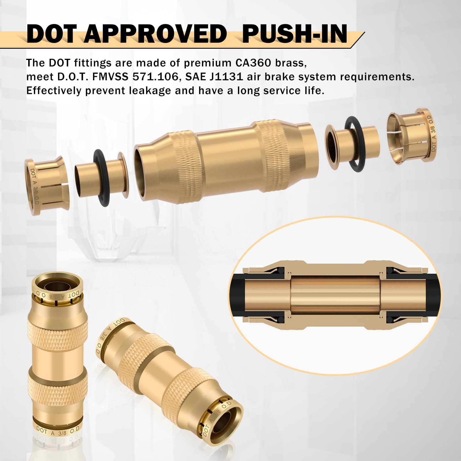 23 PCS Brass DOT Quick Connect Air Hose Fittings for Trucks & RVs