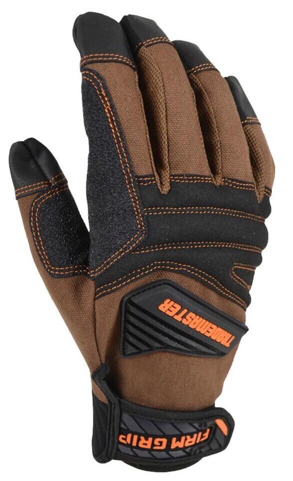 Firm Grip Trademaster Padded Knuckles & Touchscreen Tan Duck Canvas Work Gloves