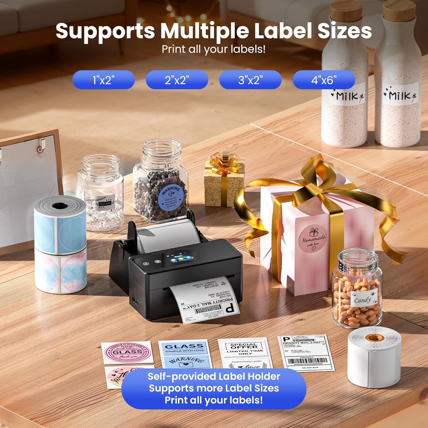 Phomemo PM64D Bluetooth 4×6 Thermal Touchscreen Shipping Label Printer for USPS