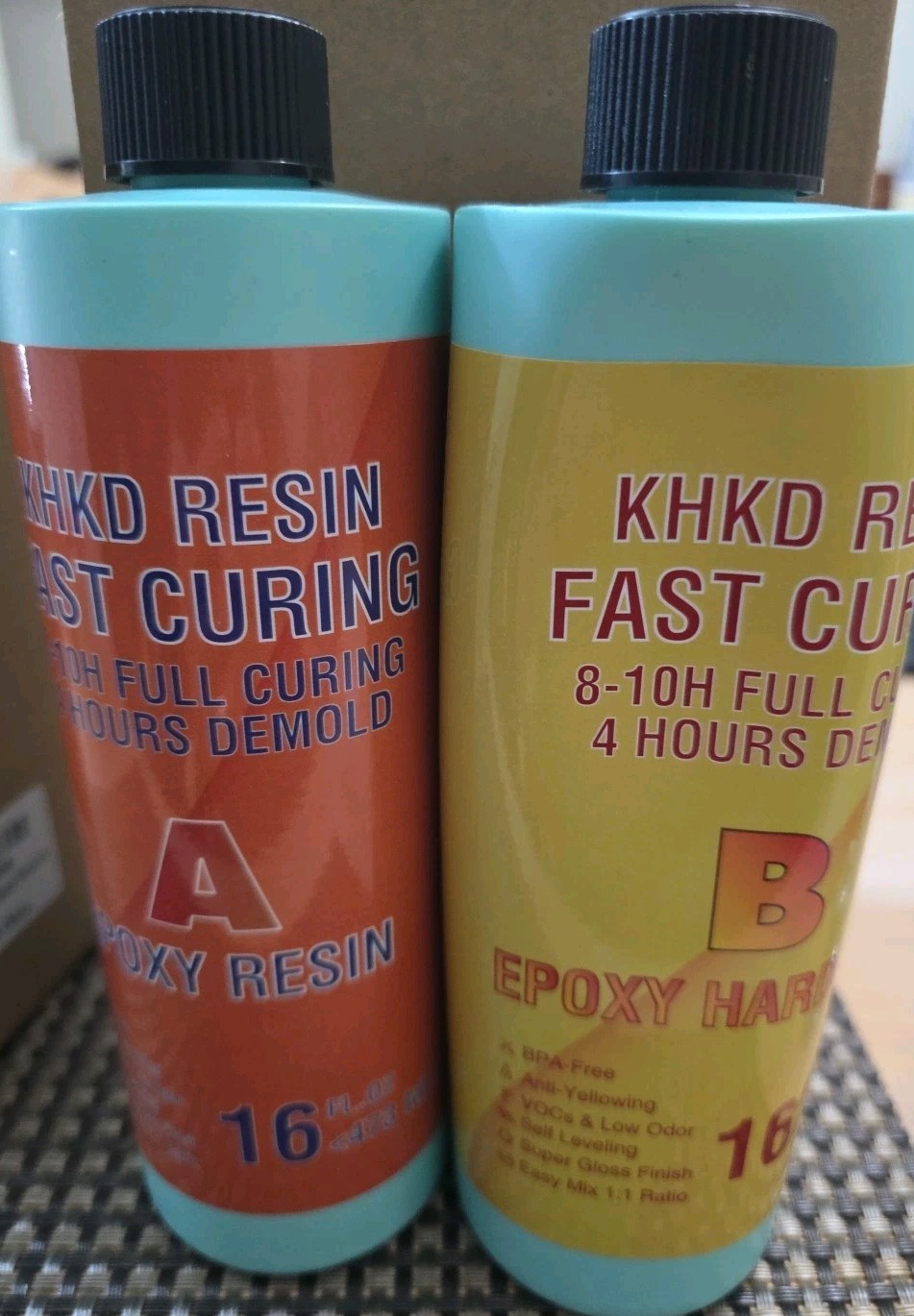 Epoxy Resin Kit 32 OZ Fast Cure Epoxy Resin, KHKD RESIN Quick Dry Resina Ep…A